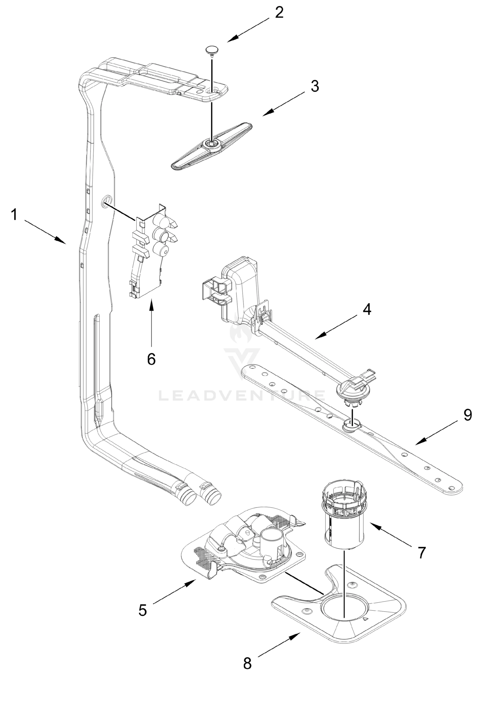 UPPER WASH AND RINSE PARTS