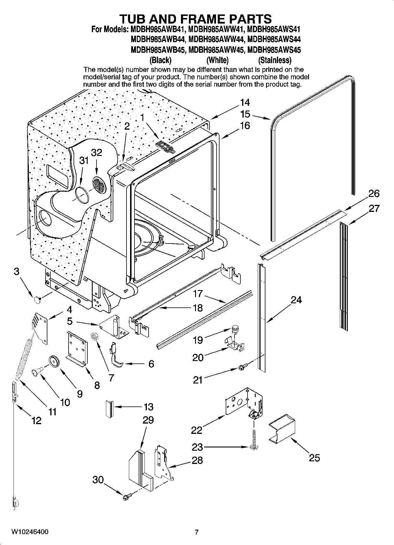 07 - TUB AND FRAME PARTS