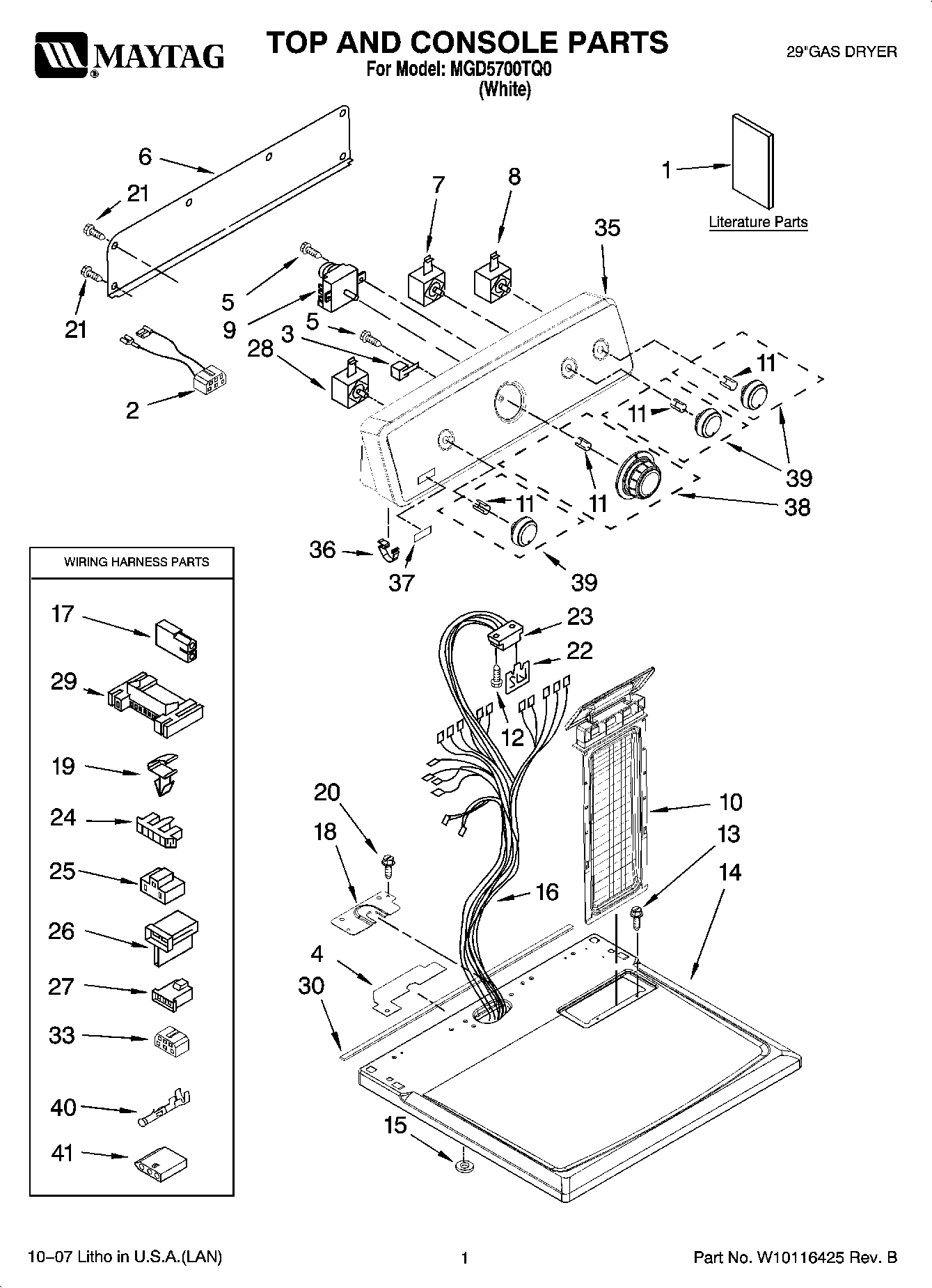 01 - TOP AND CONSOLE PARTS