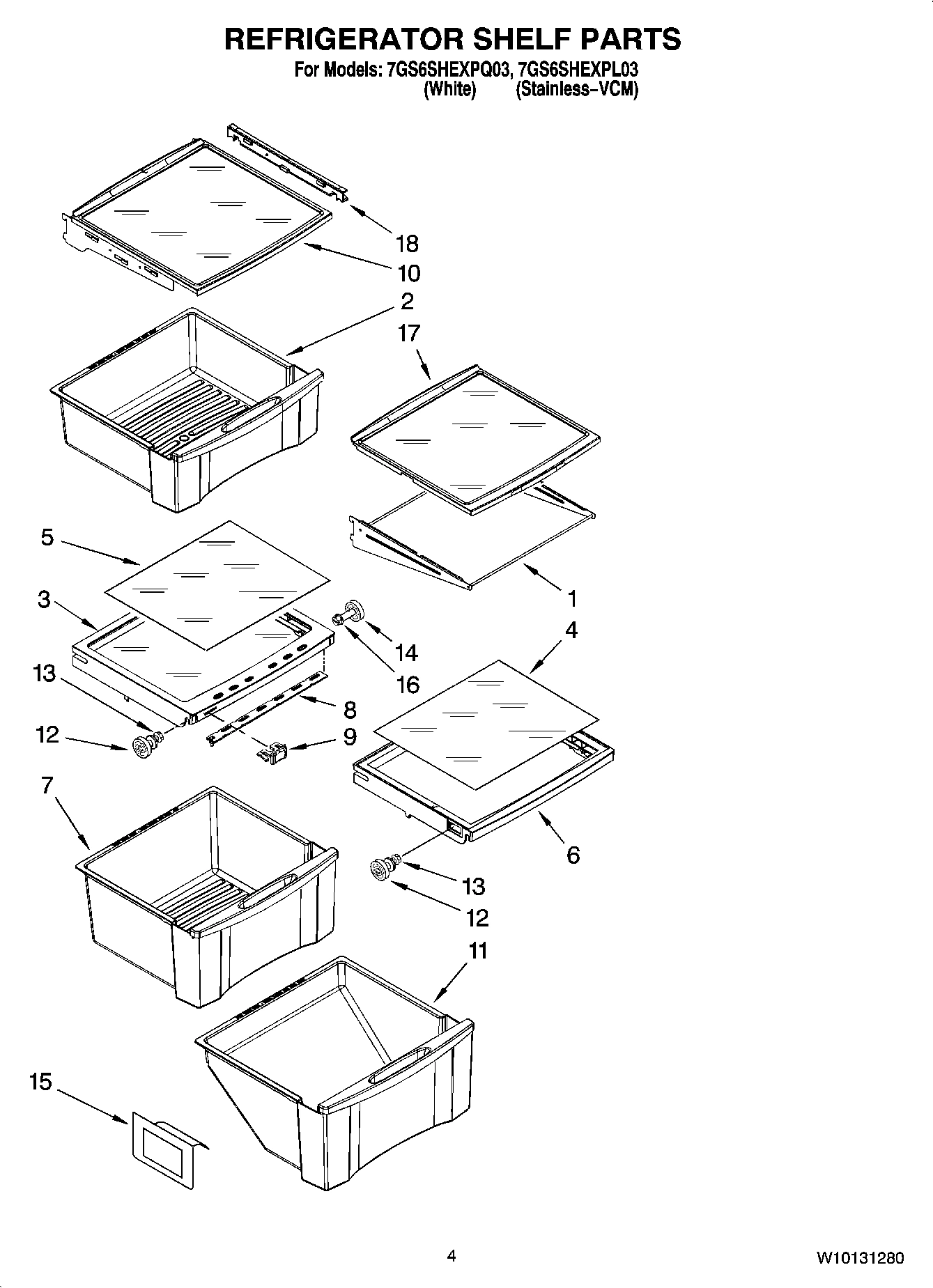 03 - REFRIGERATOR SHELF PARTS
