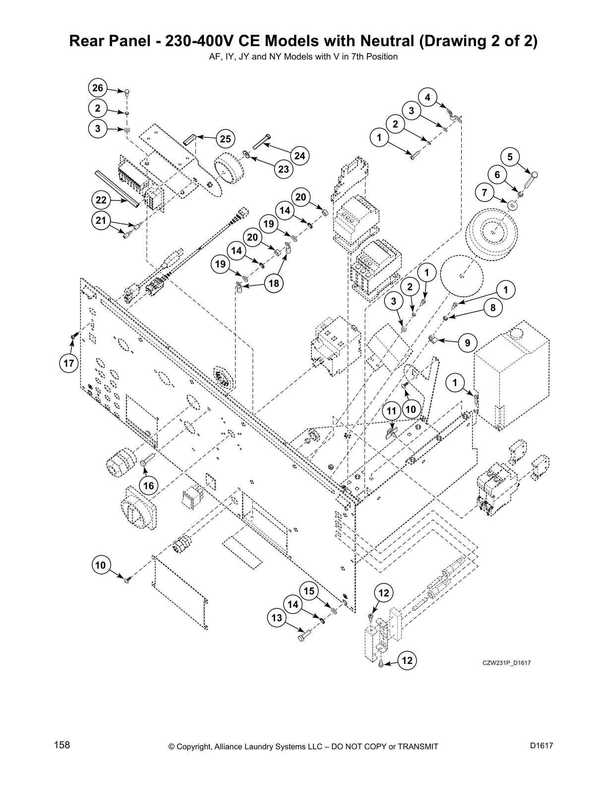 Rear Panel - 230-400V CE Models with Neutral (Drawing 2 of 2)