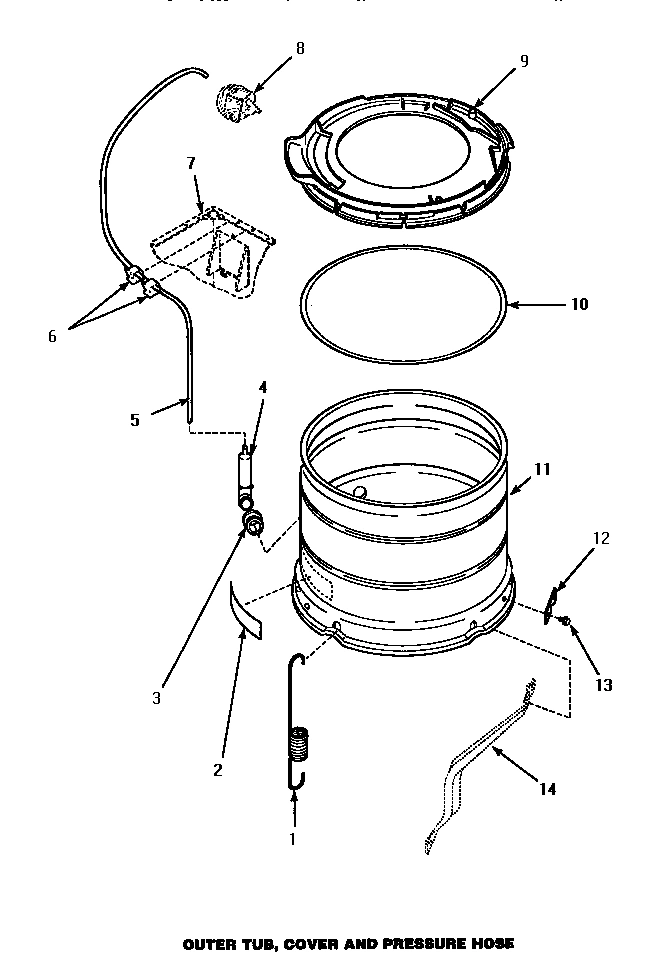12 - OUTER TUB, COVER & PRESSURE HOSE