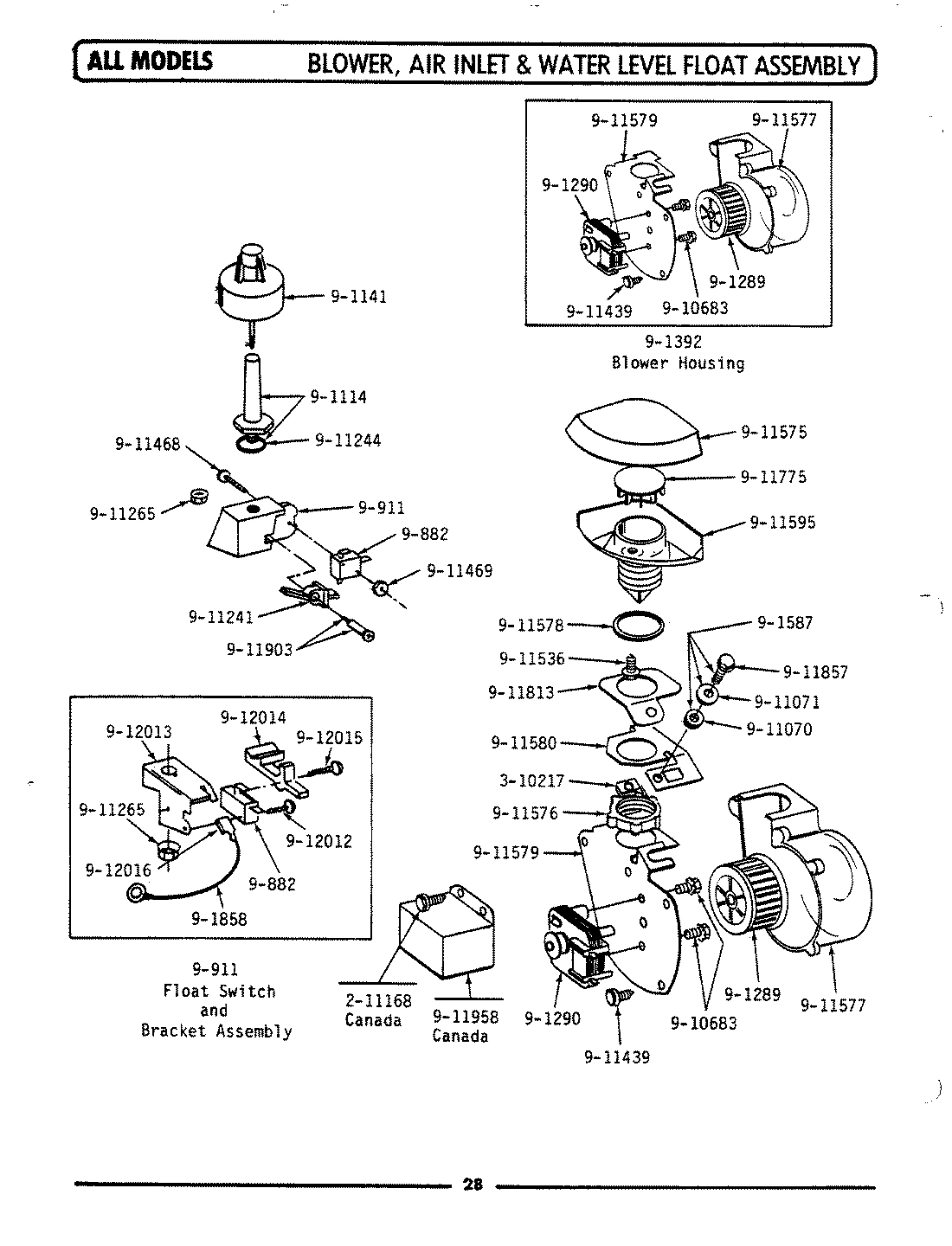 01 - BLOWER/AIR INLET & WATER LEVEL FLOAT
