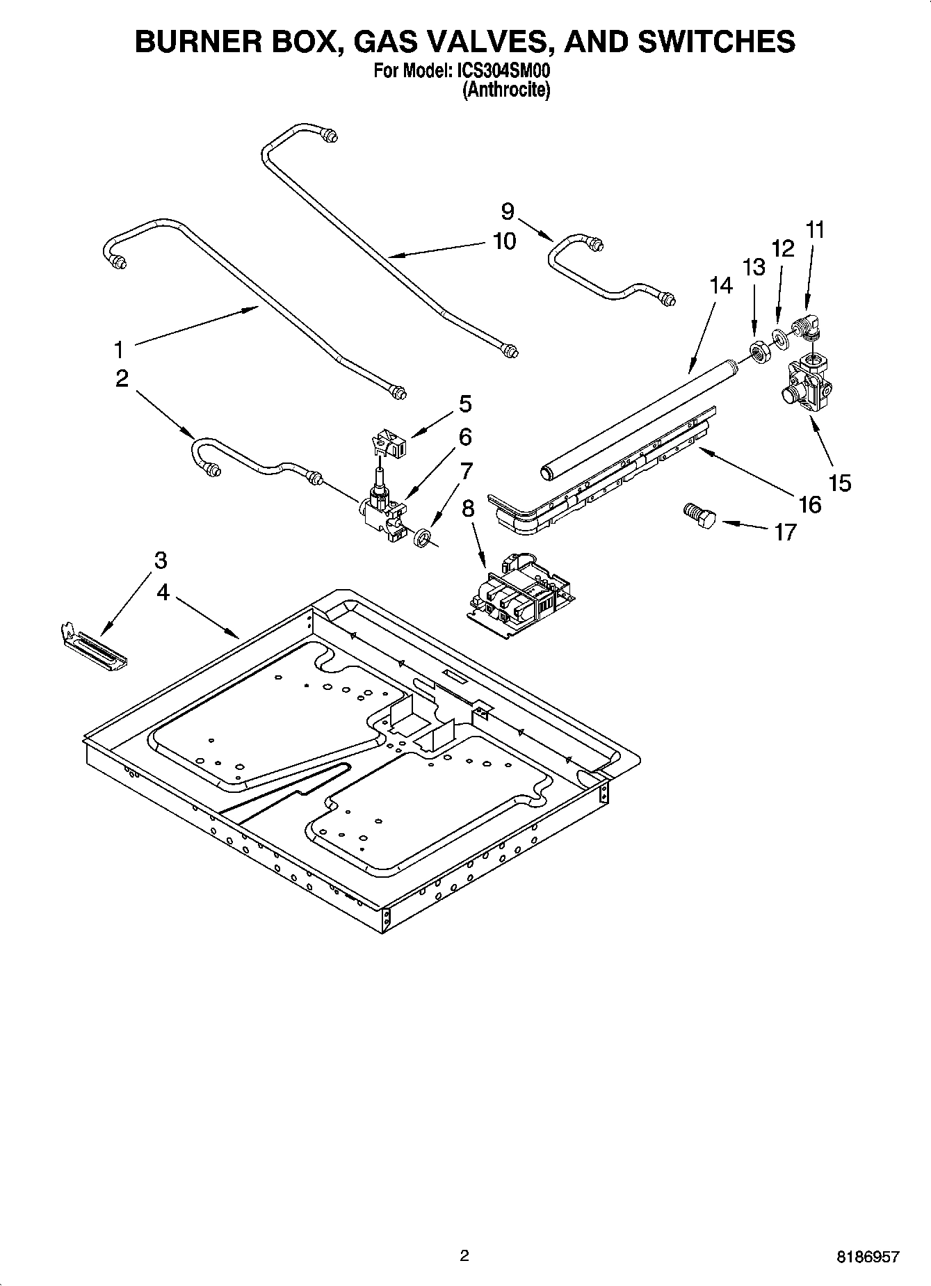 02 - BURNER BOX, GAS VALVES, AND SWITCHES