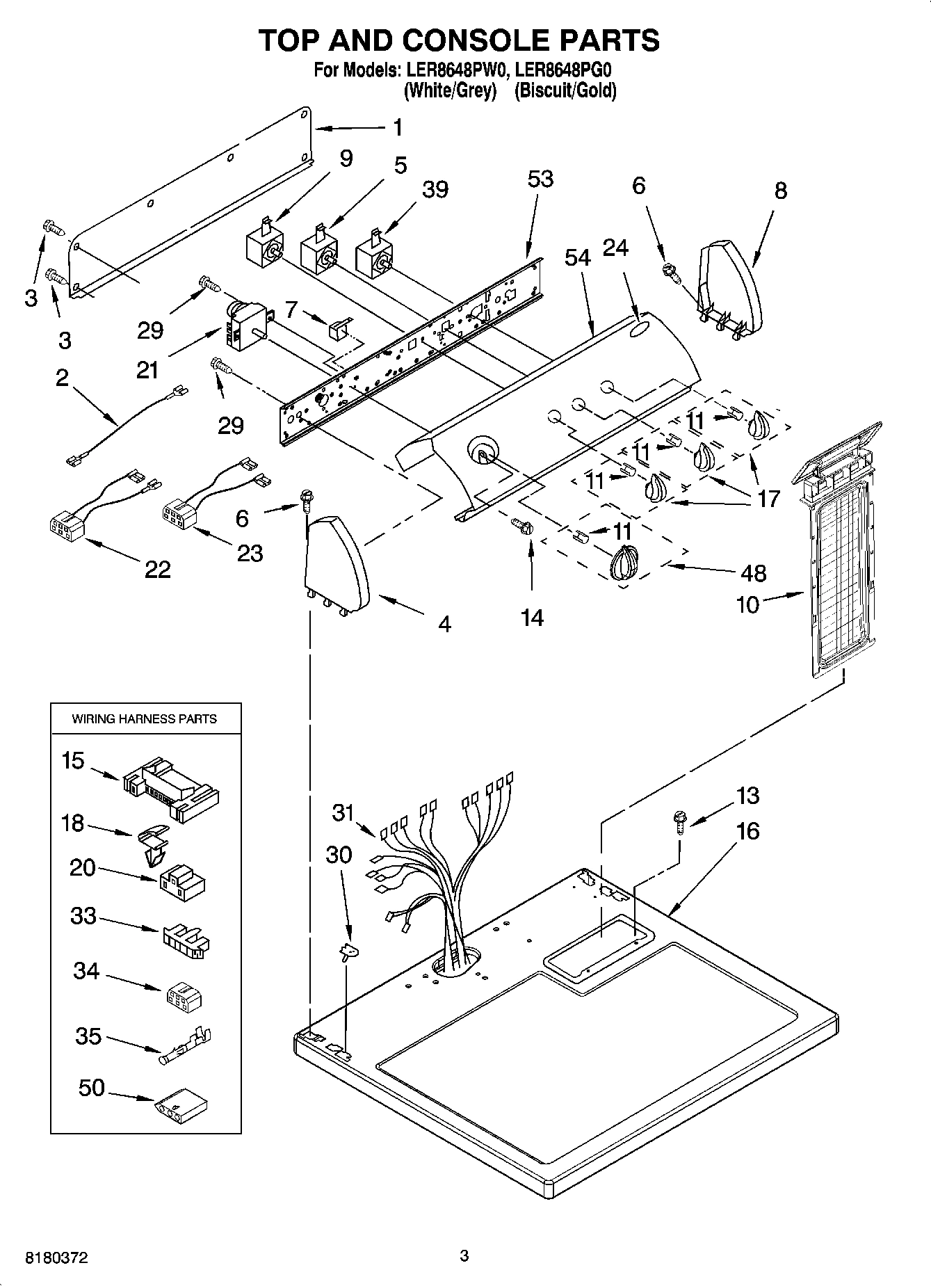 02 - TOP AND CONSOLE PARTS OPTIONAL PARTS (NOT INCLUDED)