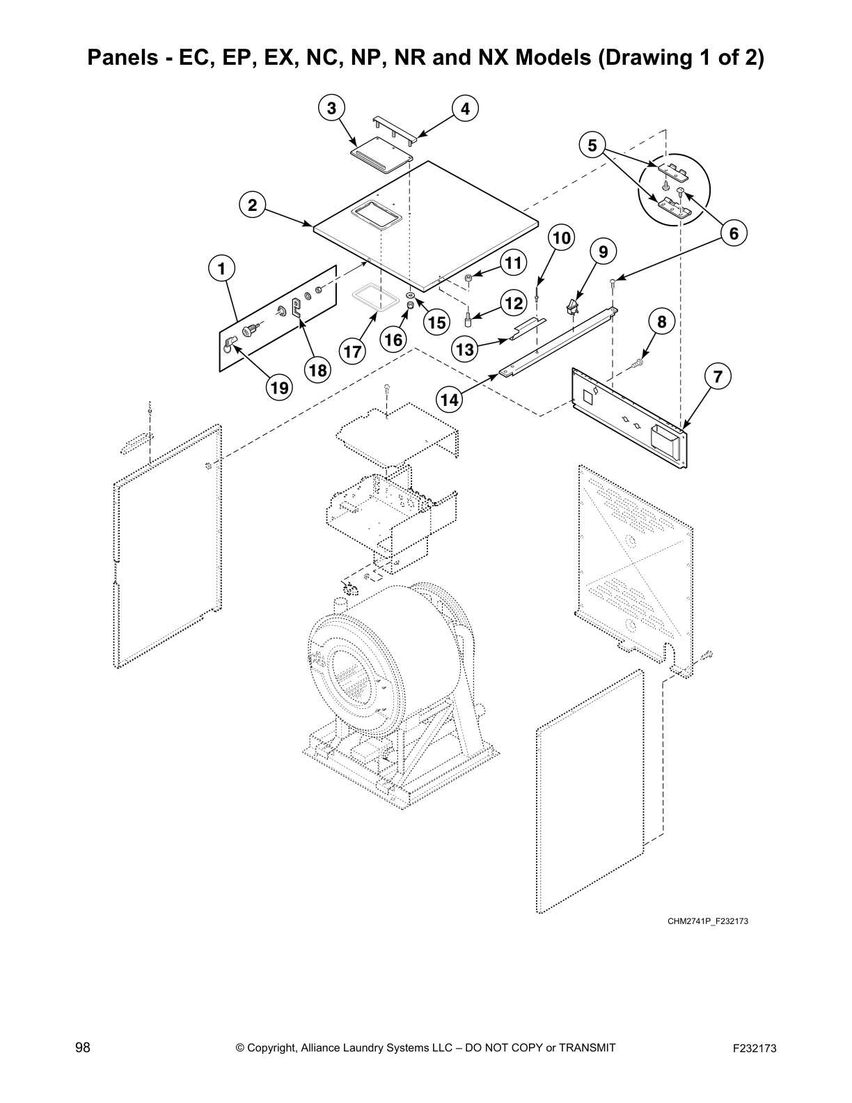 Panels - EC, EP, EX, NC, NP, NR and NX Models (Drawing 1 of 2)