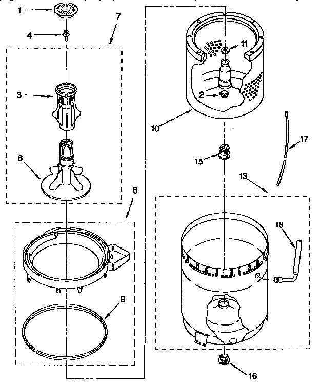 AGITATOR, BASKET AND TUB PARTS
