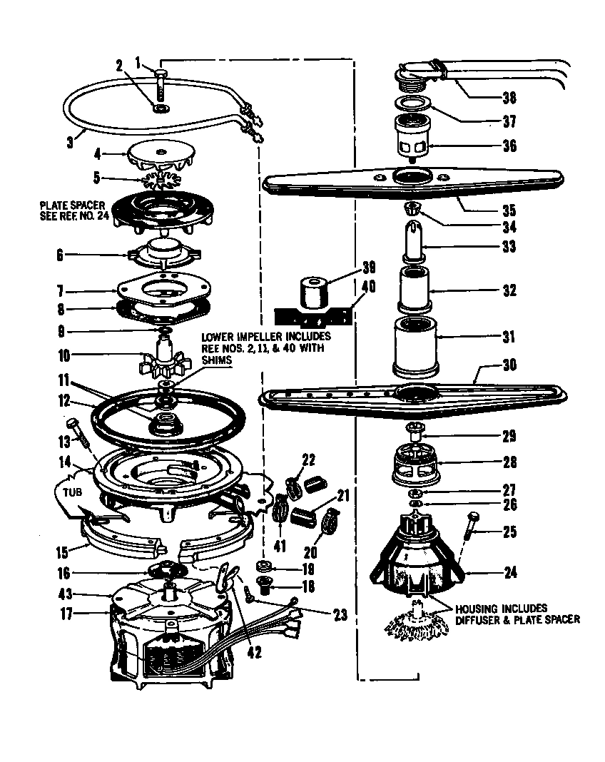 05 - MOTOR, HEATER & SPRAY ARM DETAILS