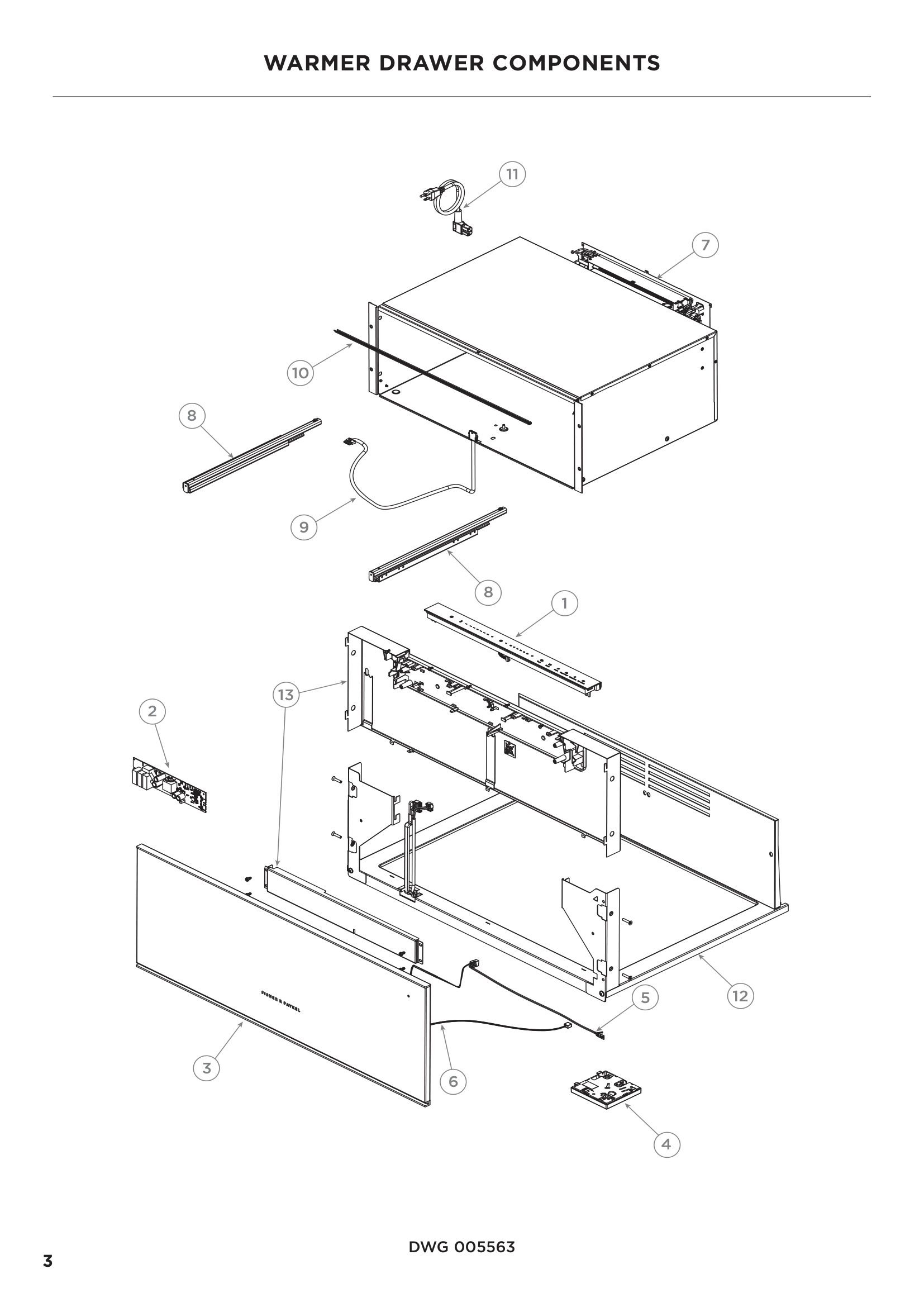 WARMER DRAWER COMPONENTS