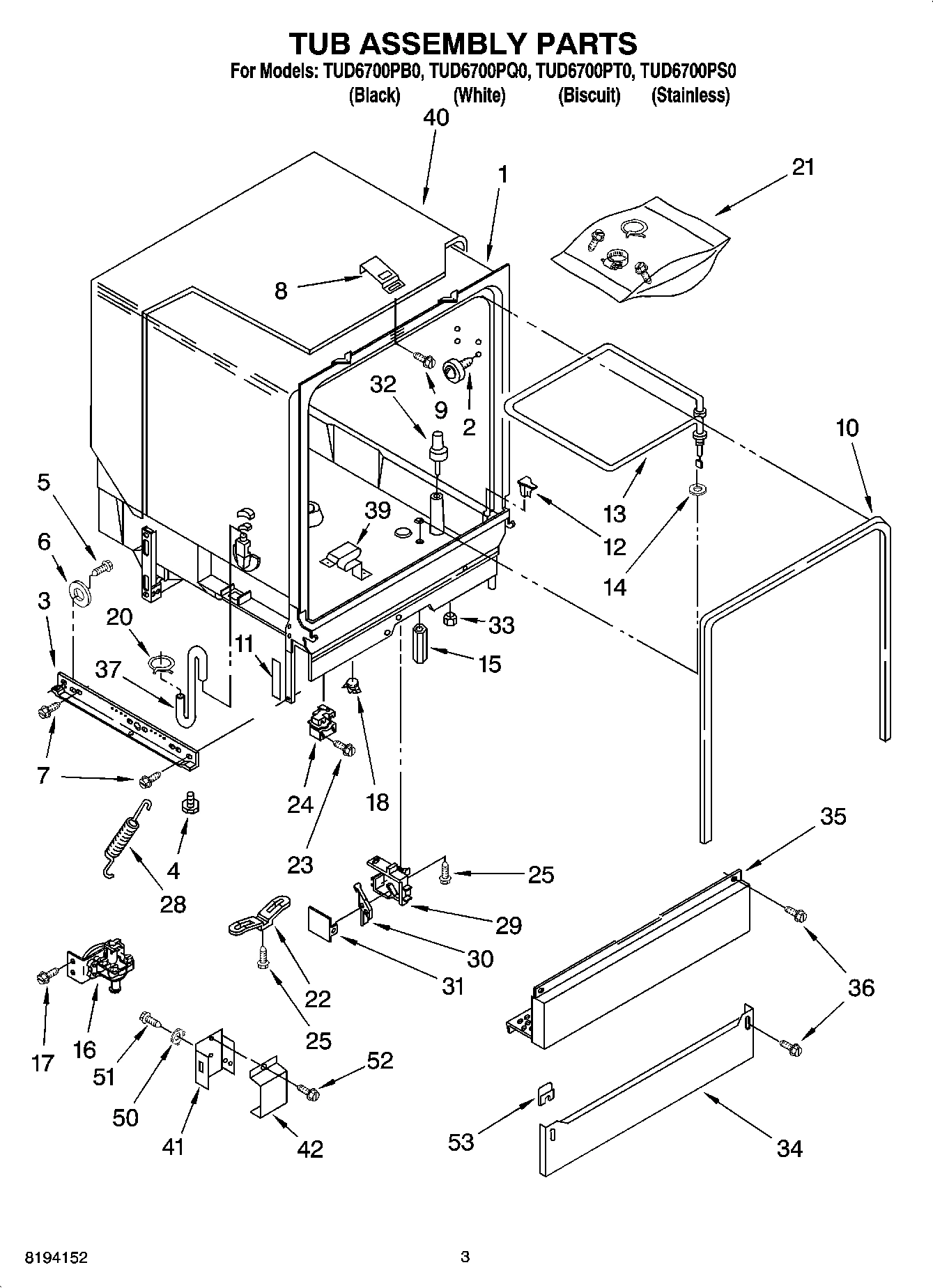 03 - TUB ASSEMBLY PARTS