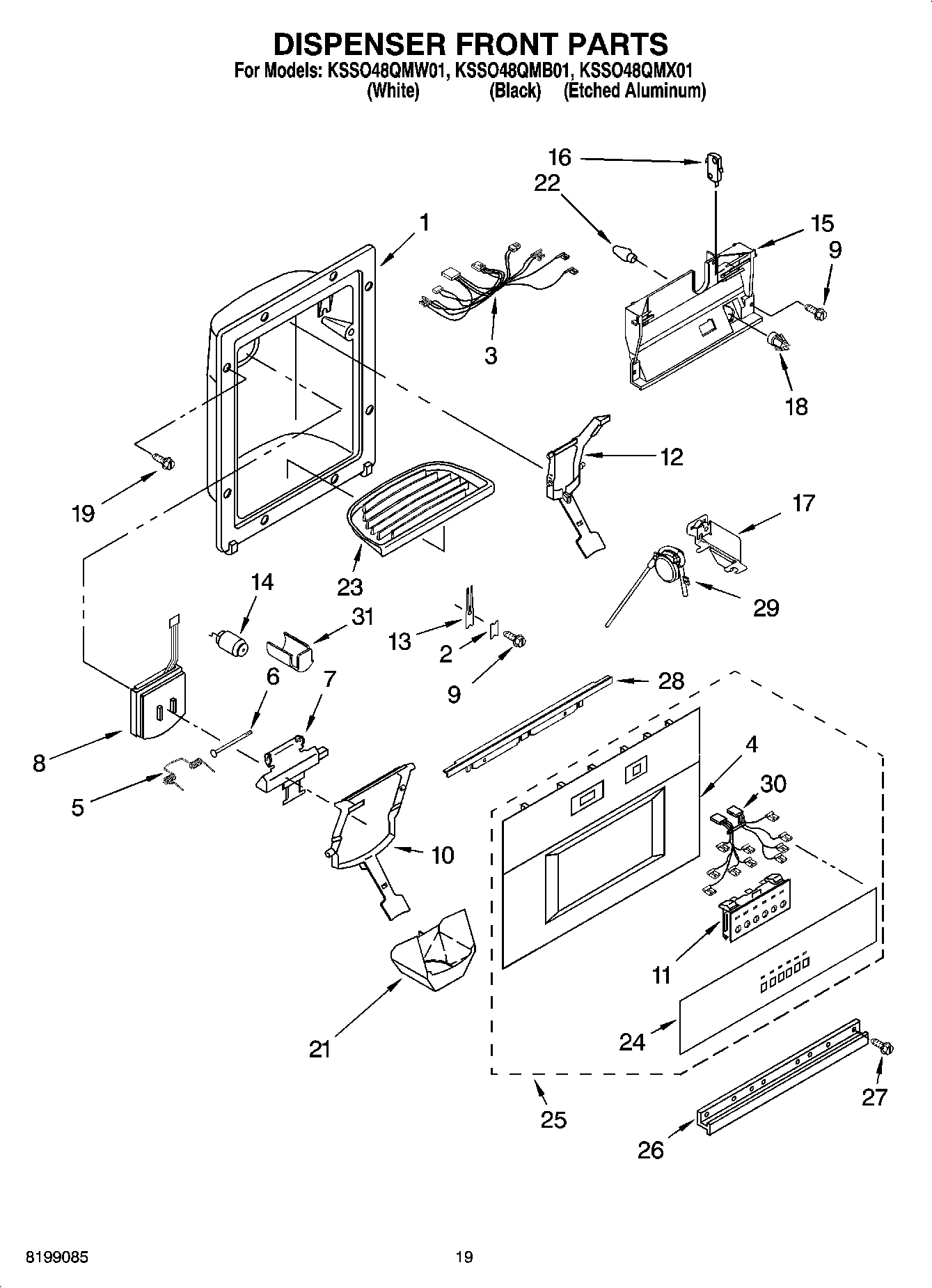 12 - DISPENSER AND FRONT PARTS