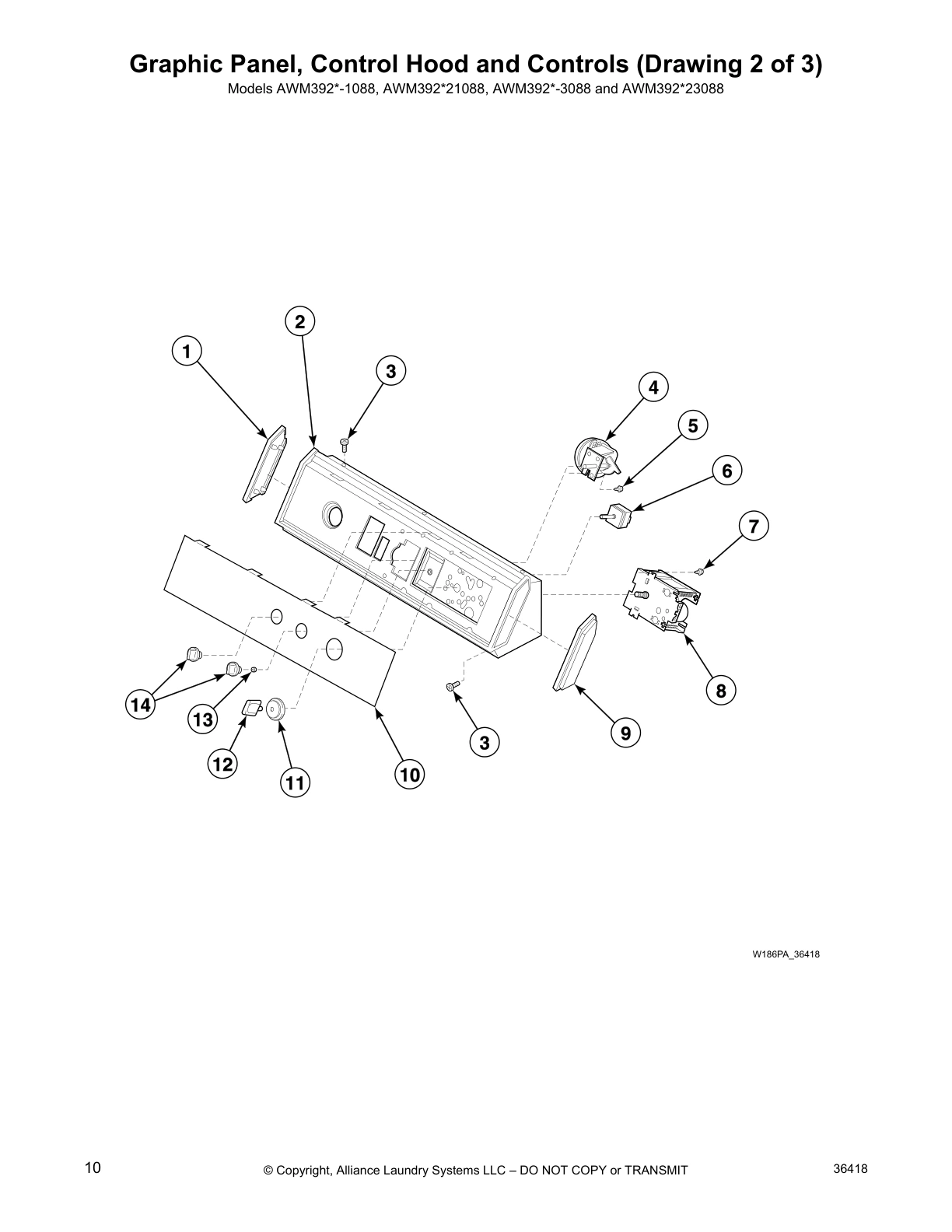 Graphic Panel, Control Hood and Controls (Drawing 2 of 3)