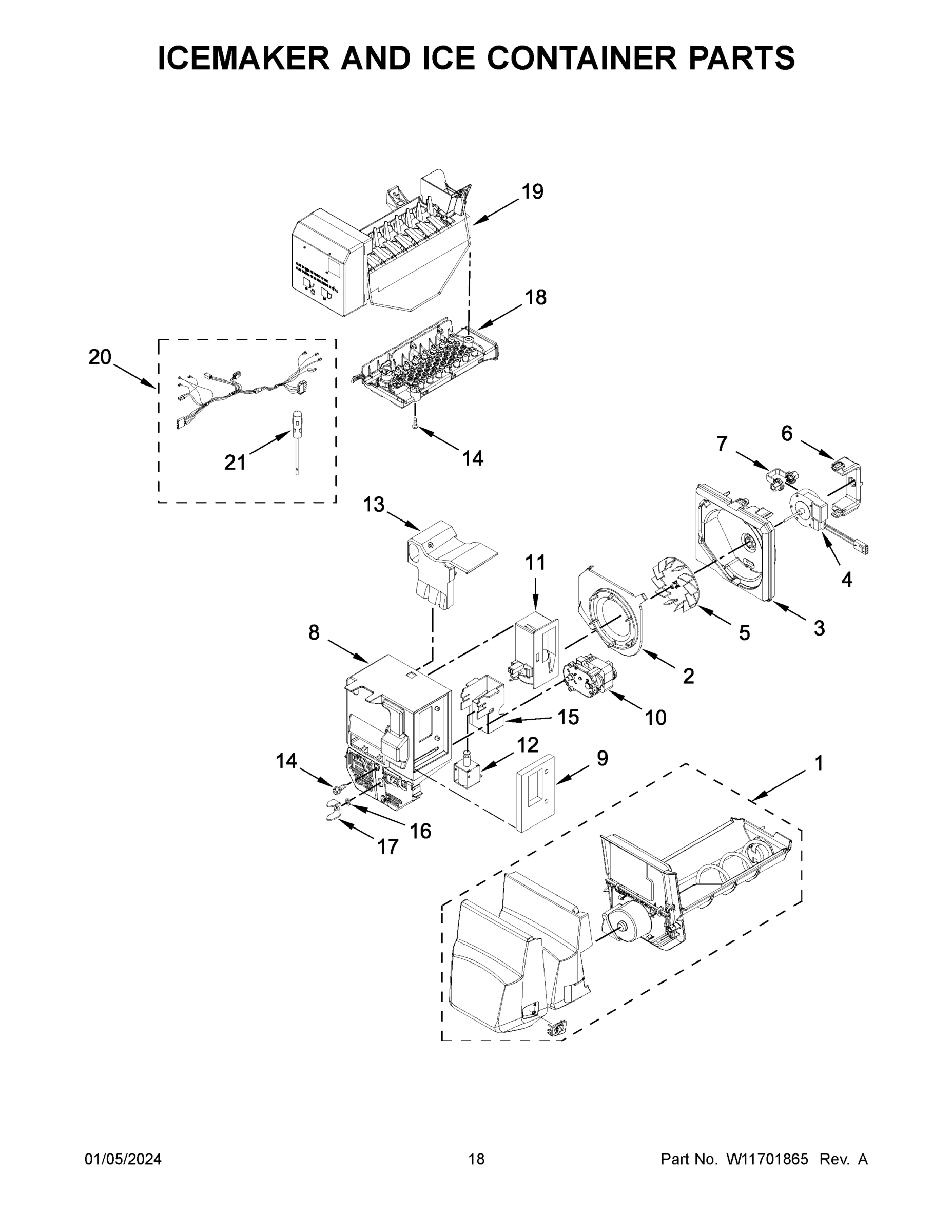 10 - ICEMAKER AND ICE CONTAINER PARTS