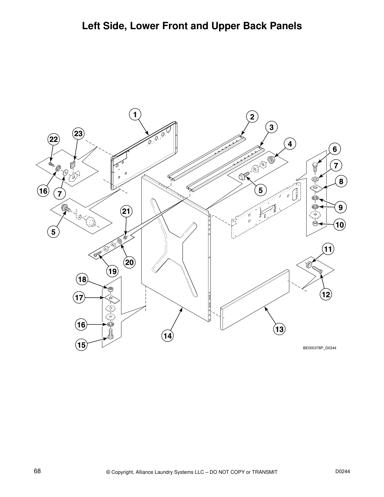 Left Side, Lower Front and Upper Back Panels