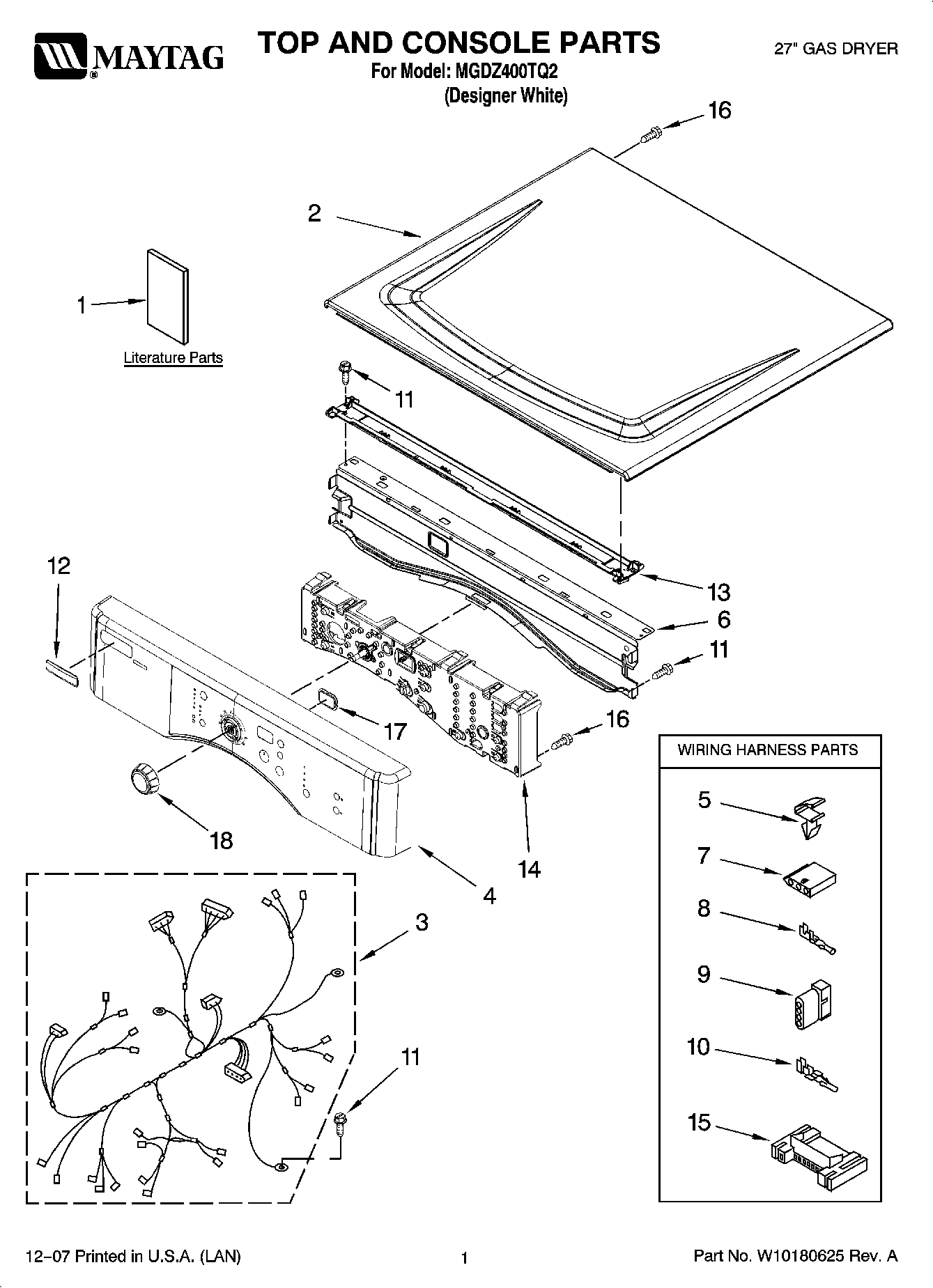 01 - TOP AND CONSOLE PARTS