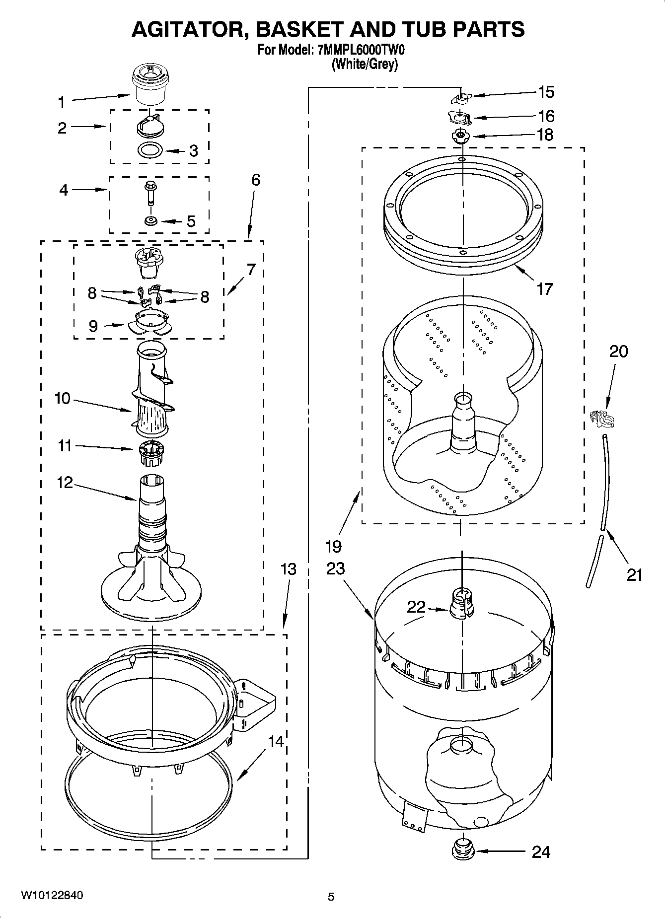 03 - AGITATOR, BASKET AND TUB PARTS