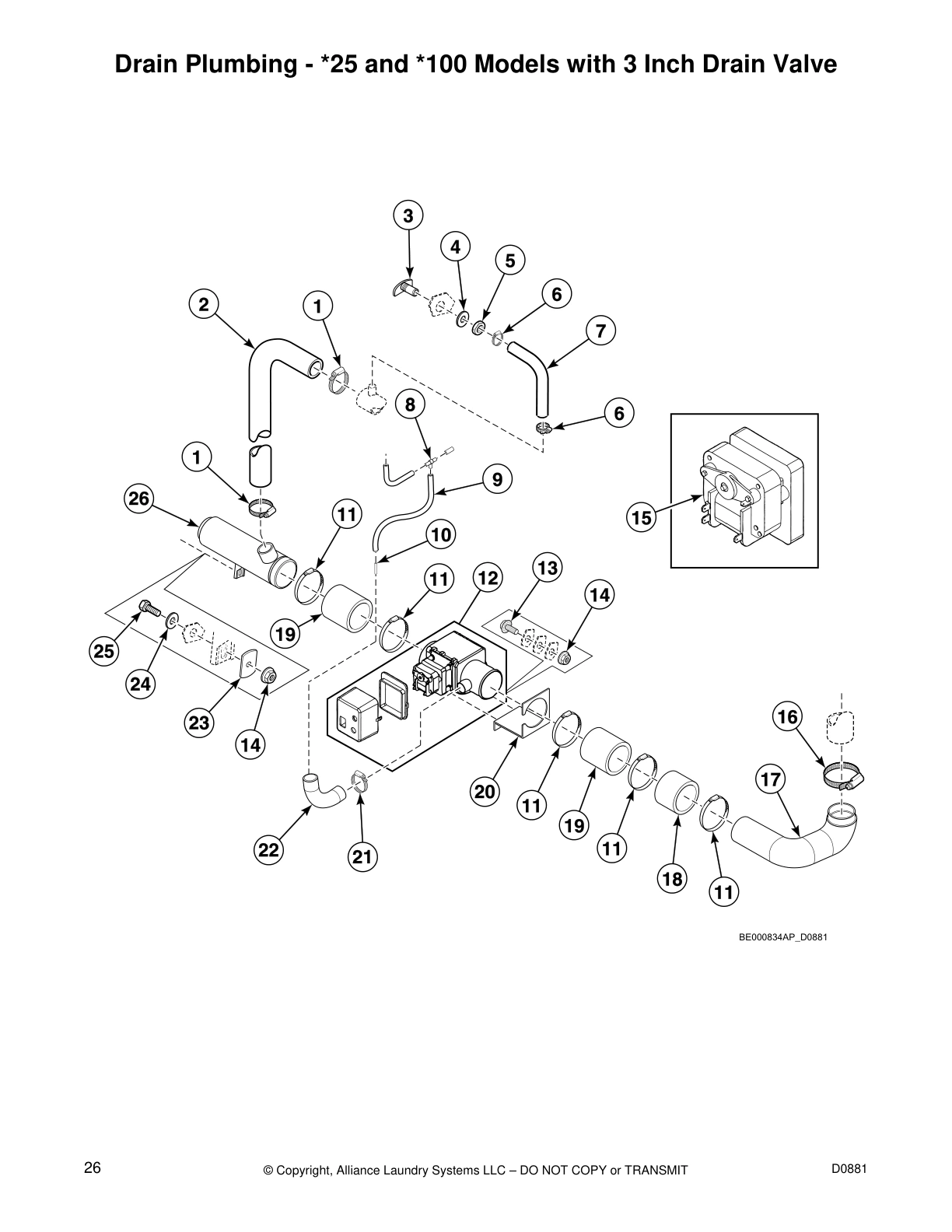 Drain Plumbing - *25 and *100 Models with 3 Inch Drain Valve