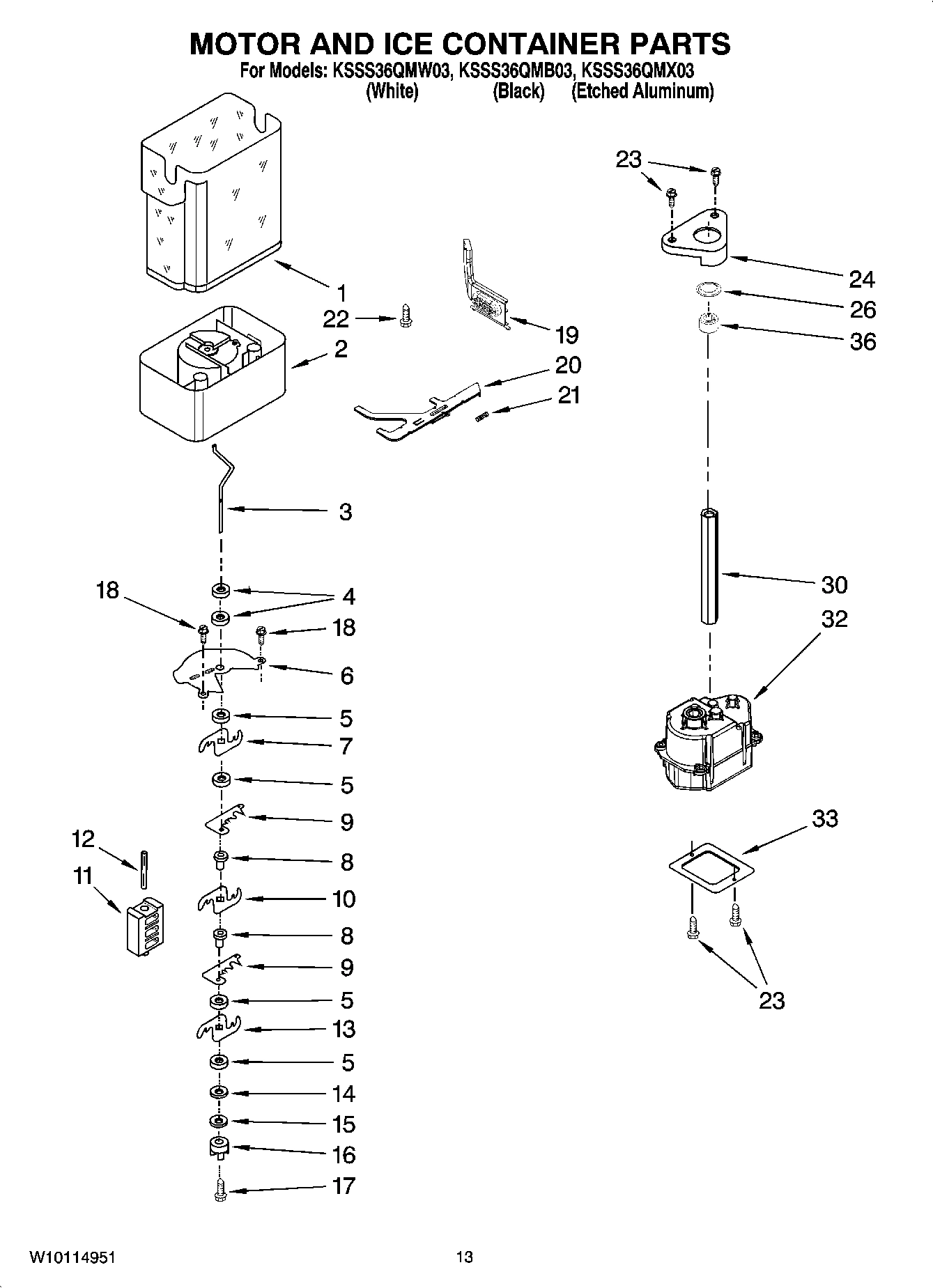 09 - MOTOR AND ICE CONTAINER PARTS