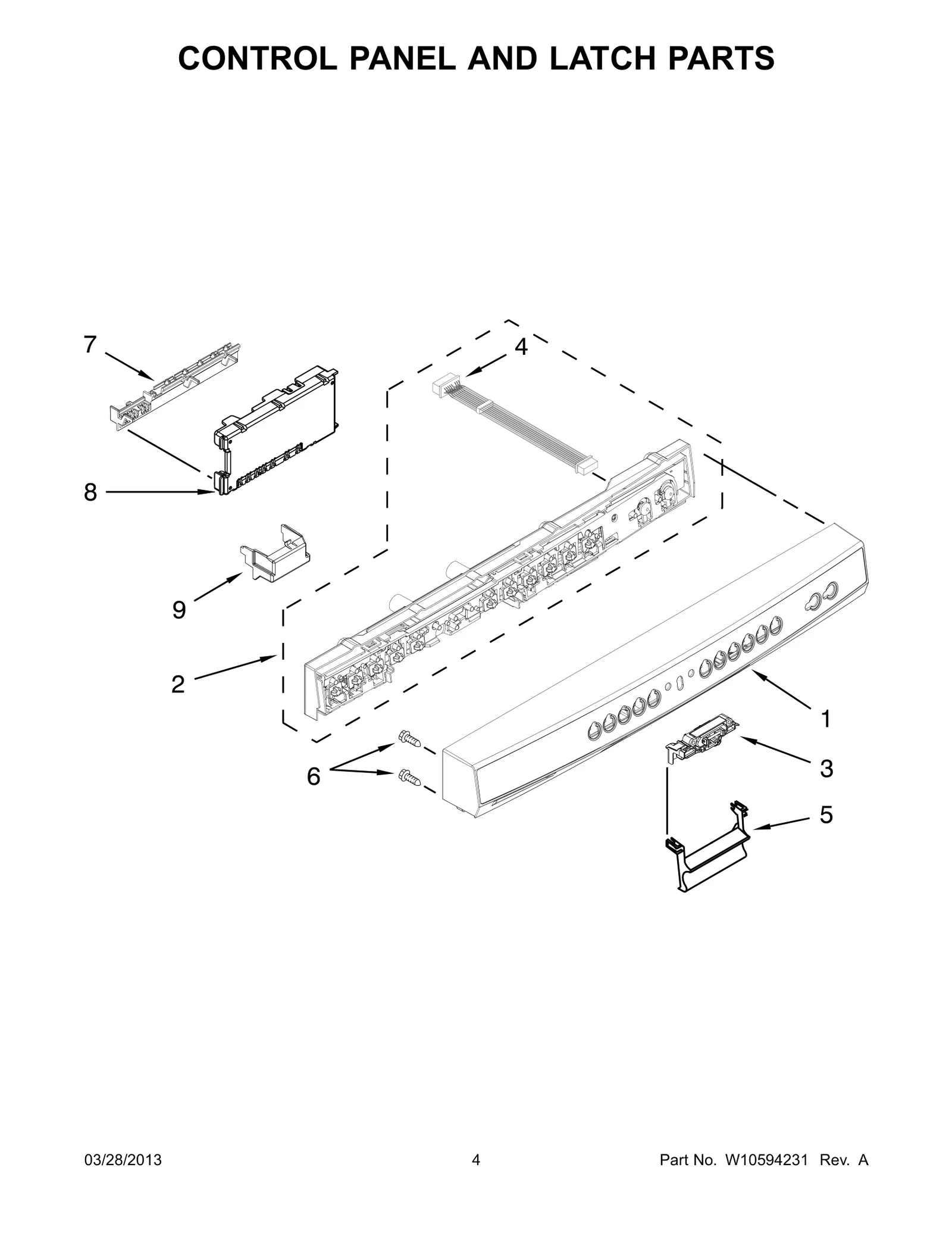 CONTROL PANEL AND LATCH PARTS