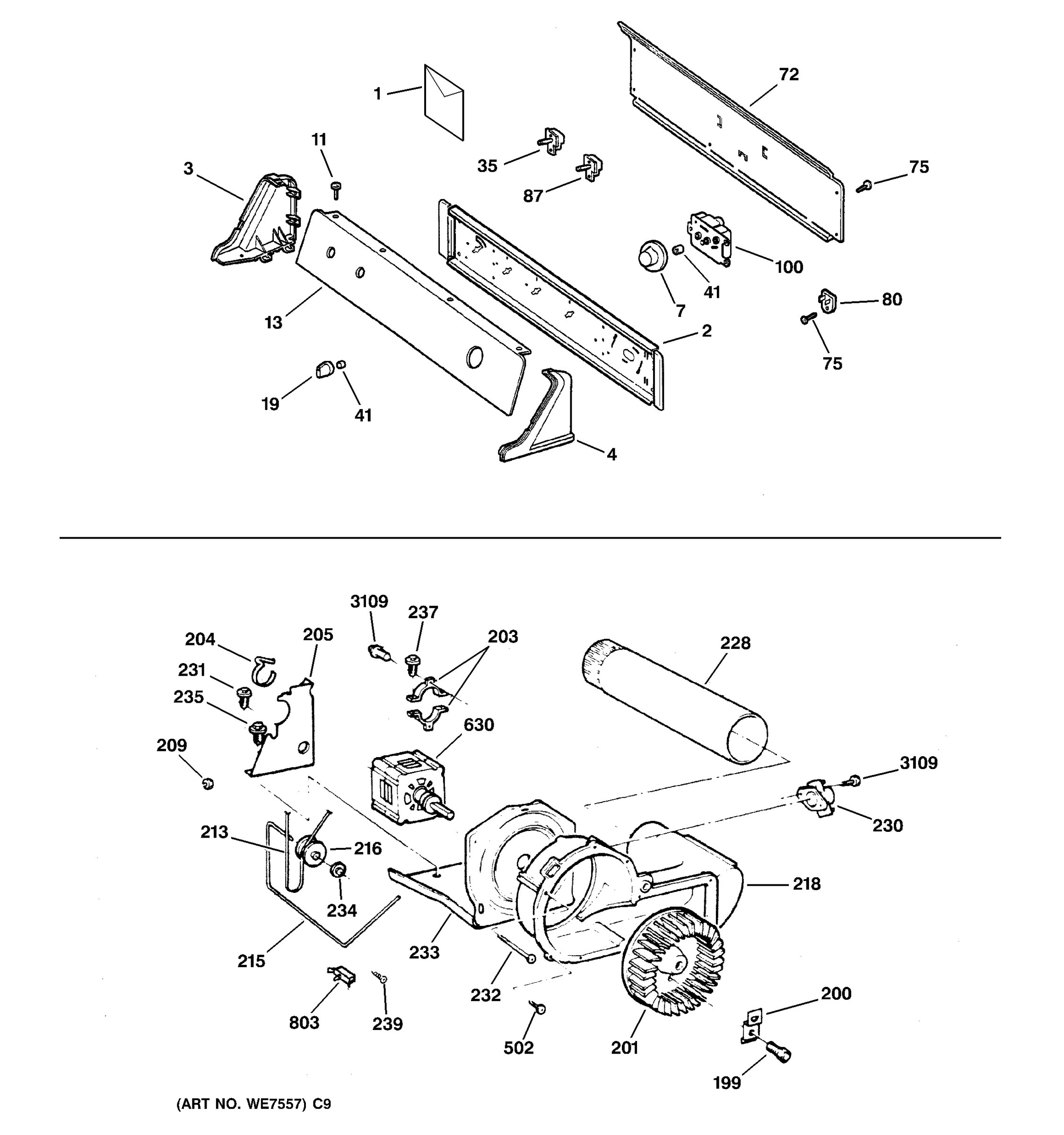 BACKSPLASH, BLOWER & MOTOR ASSEMBLY