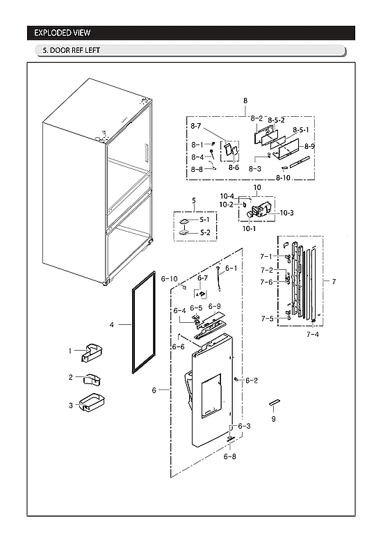 Left Refrigerator Door Parts