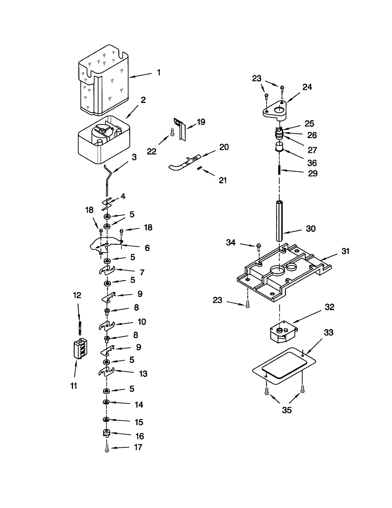 MOTOR AND ICE CONTAINER