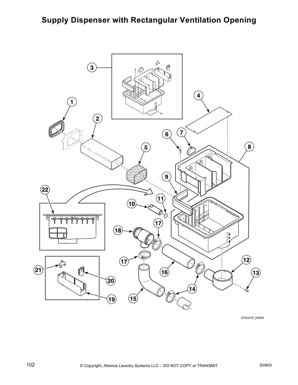 Supply Dispenser with Rectangular Ventilation Opening