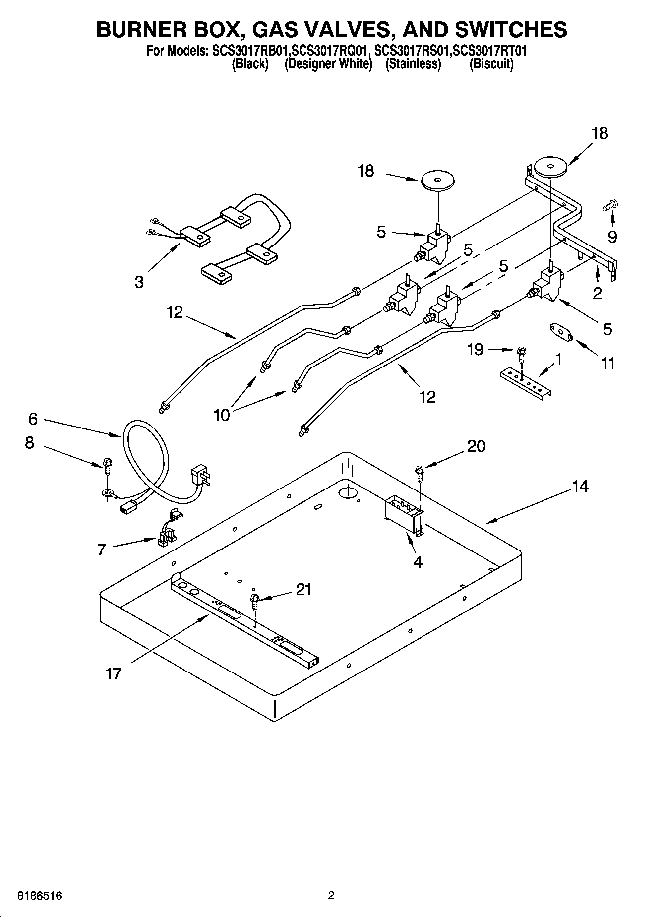 02 - BURNER BOX, GAS VALVES, AND SWITCHES