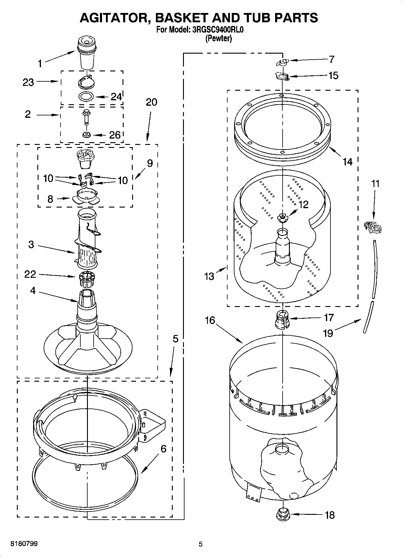 03 - AGITATOR, BASKET AND TUB PARTS