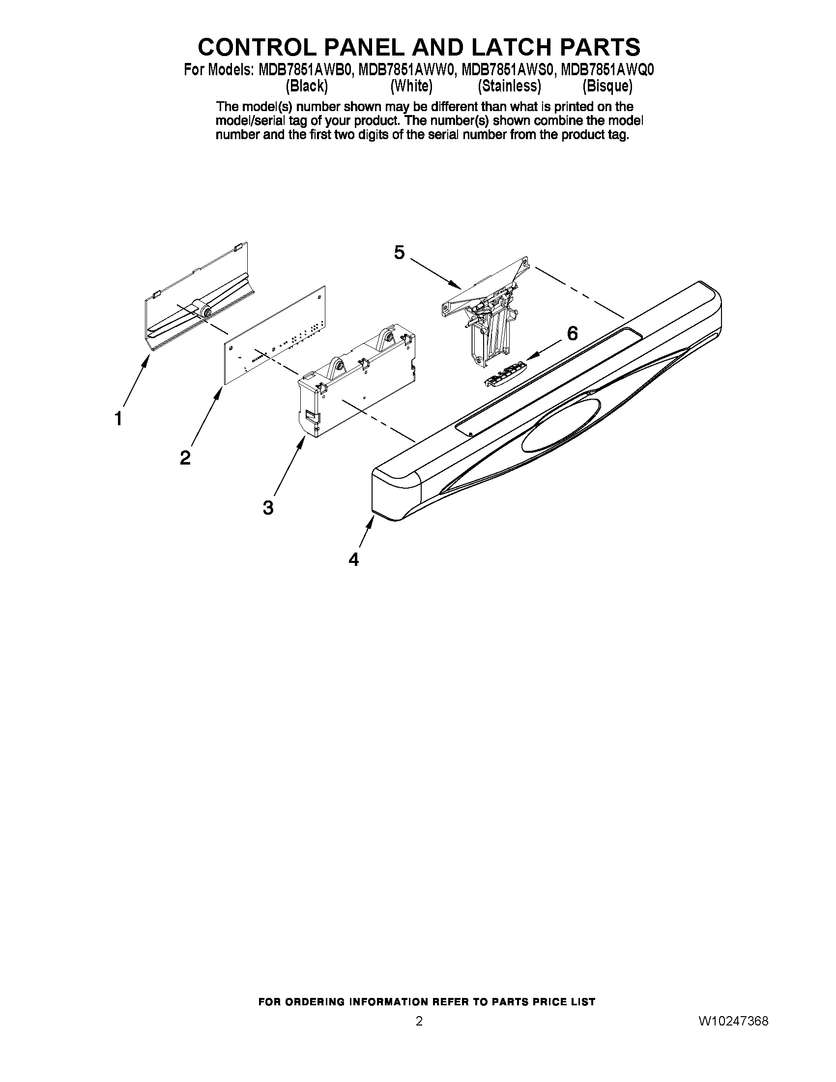 02 - CONTROL PANEL AND LATCH PARTS