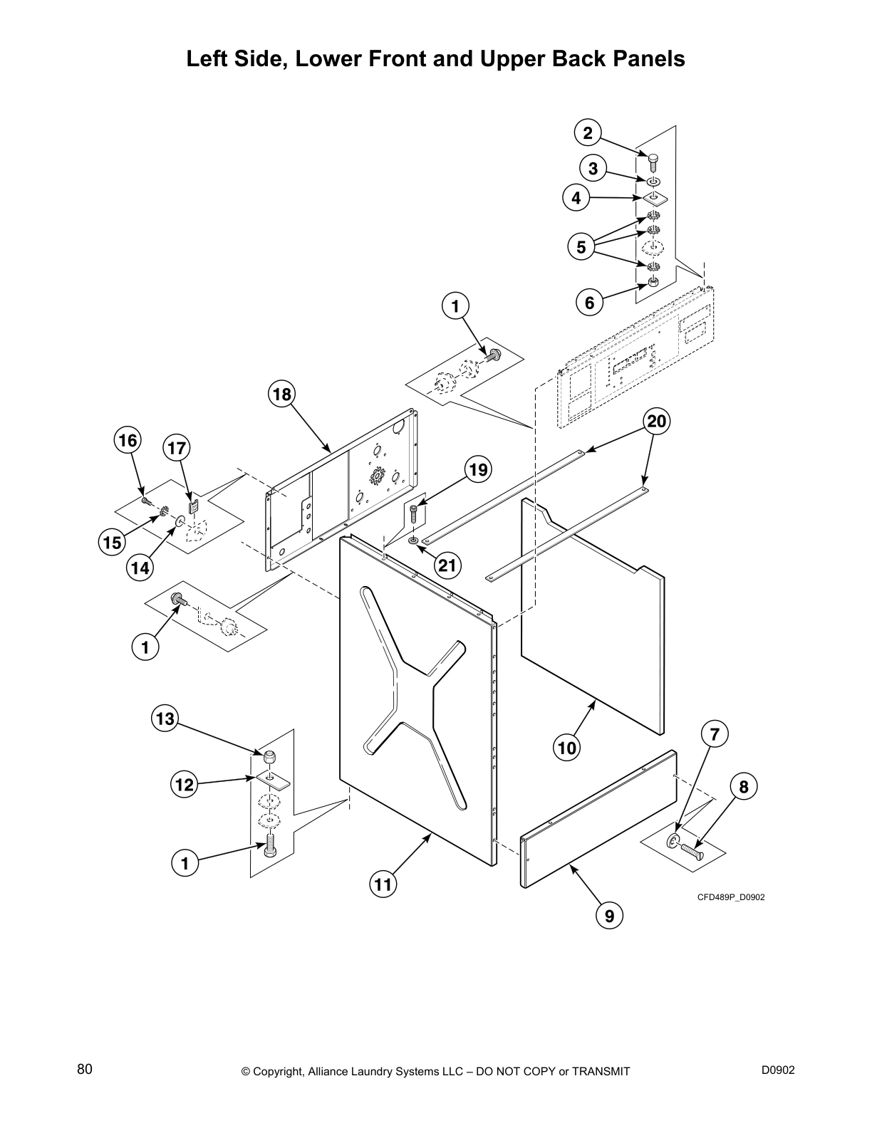 Left Side, Lower Front and Upper Back Panels