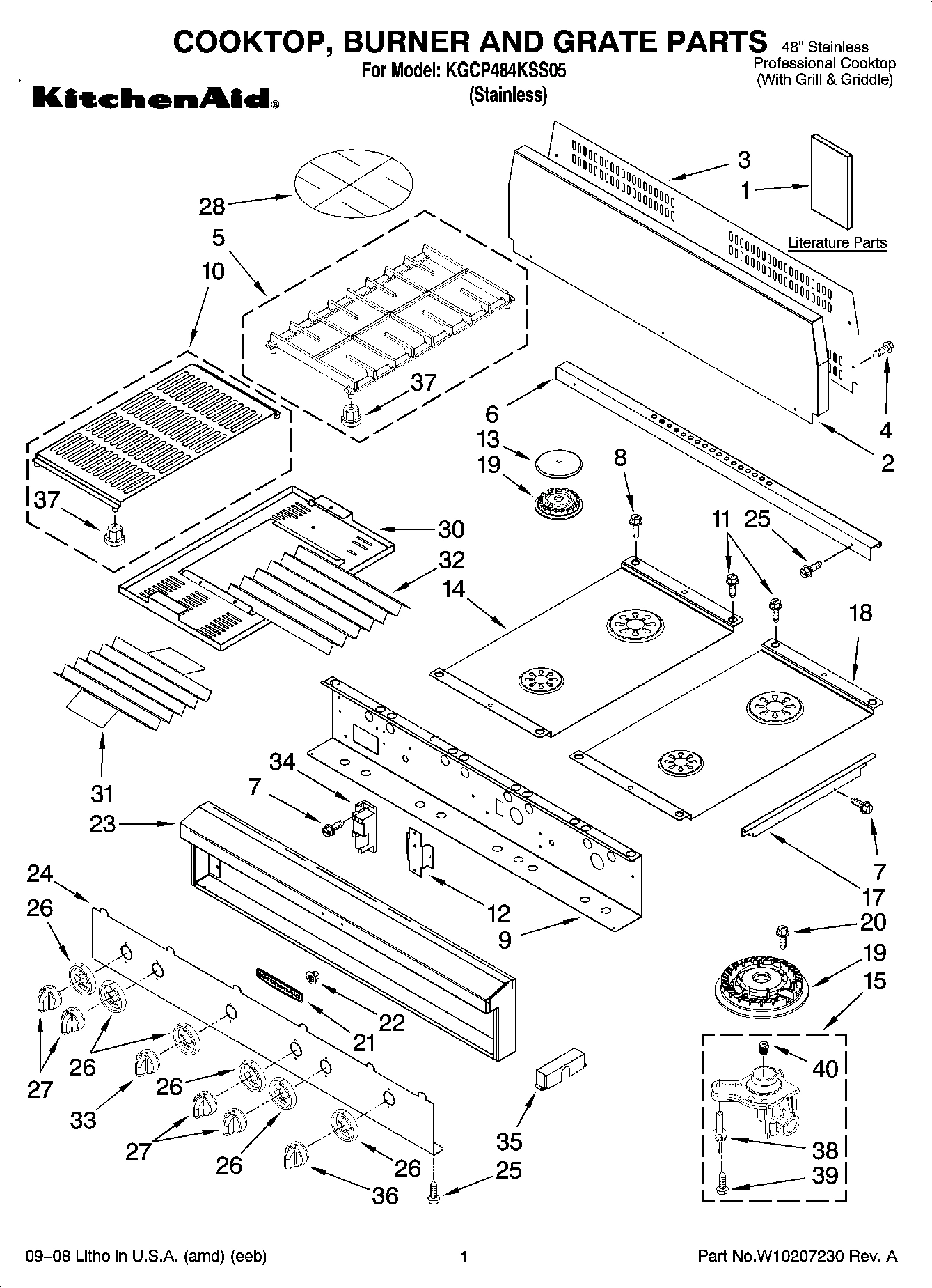 01 - COOKTOP, BURNER AND GRATE PARTS