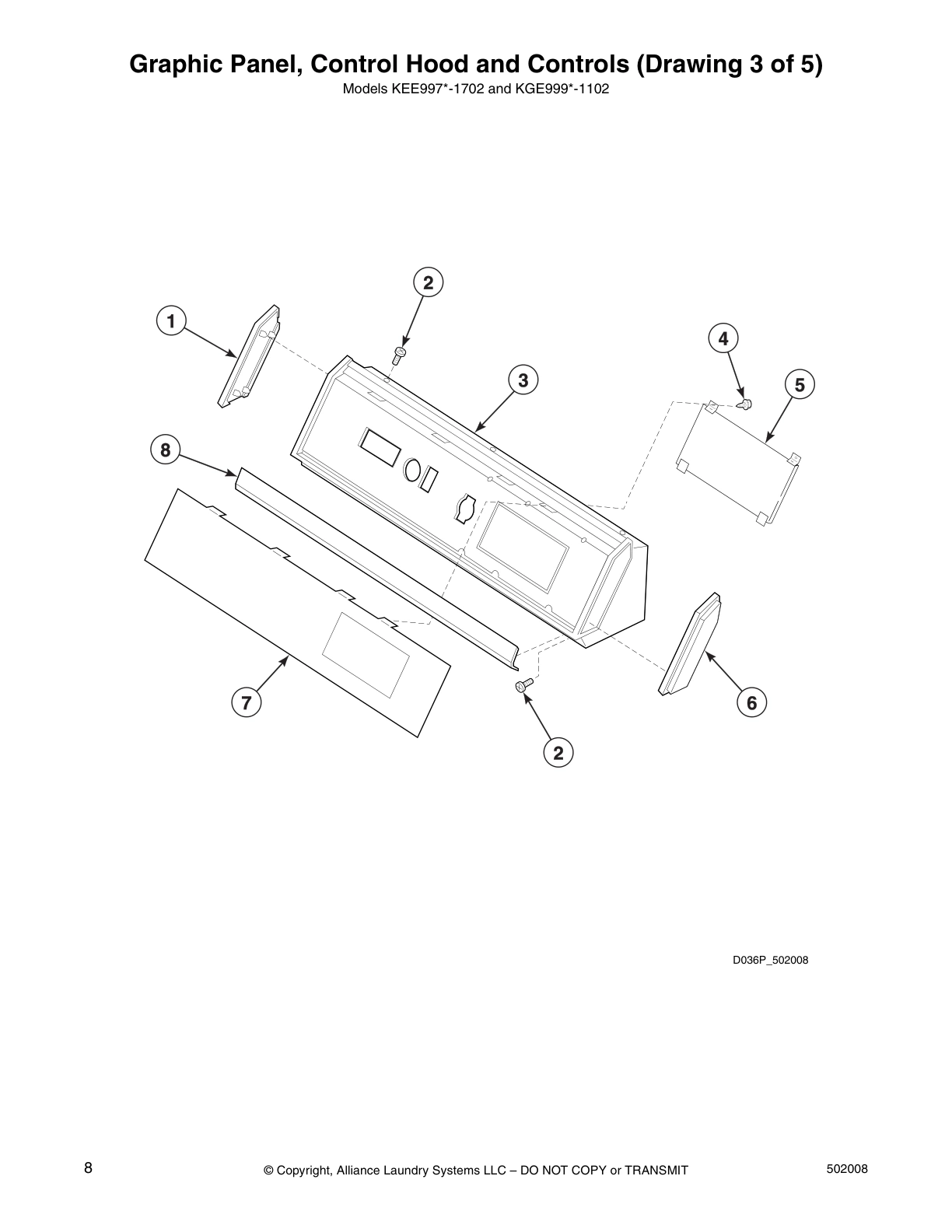 Graphic Panel, Control Hood and Controls (Drawing 3 of 5)