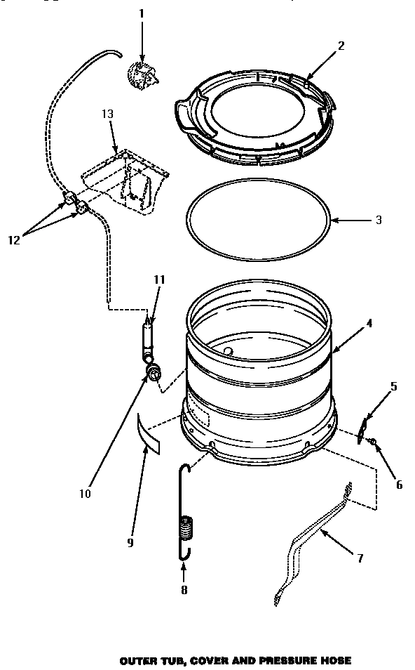 12 - OUTER TUB, COVER & PRESSURE HOSE