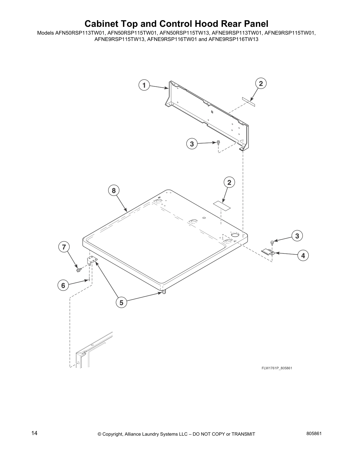 Cabinet Top and Control Hood Rear Panel