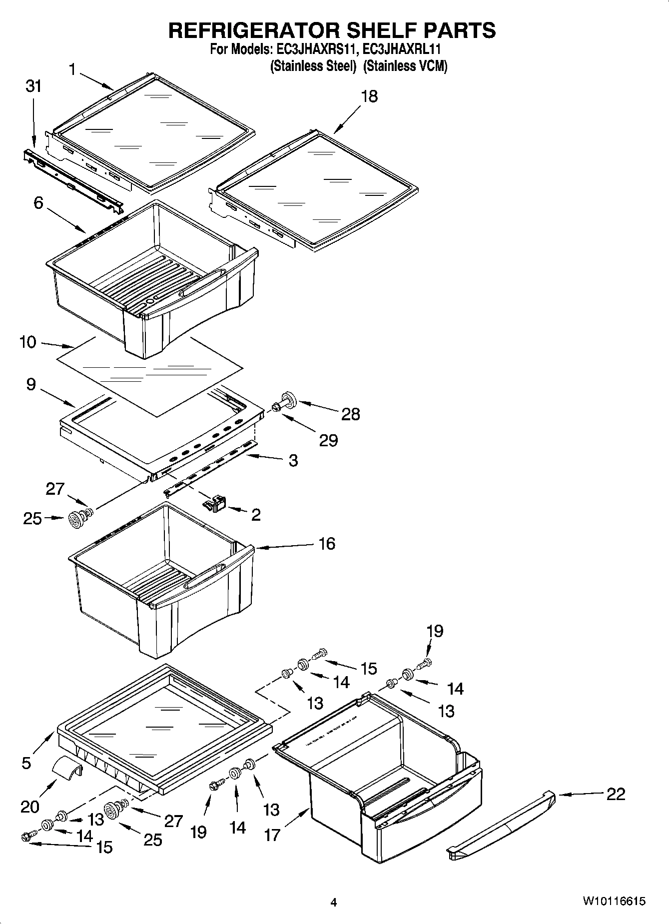03 - REFRIGERATOR SHELF PARTS