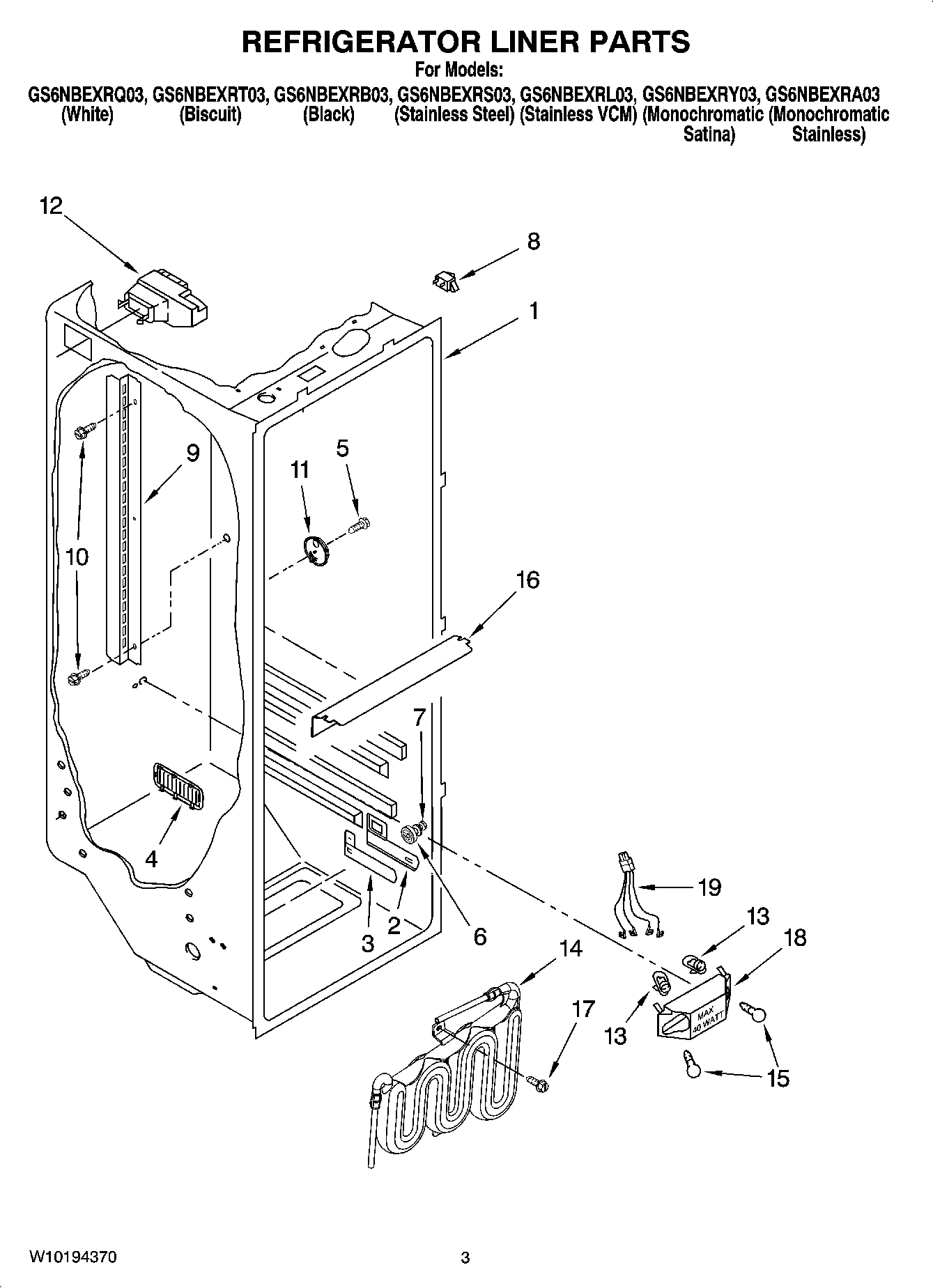 02 - REFRIGERATOR LINER PARTS