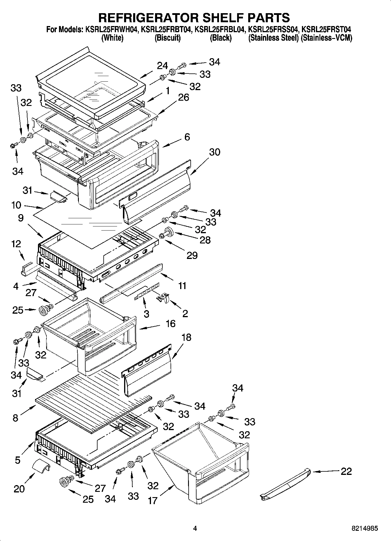 03 - REFRIGERATOR SHELF PARTS
