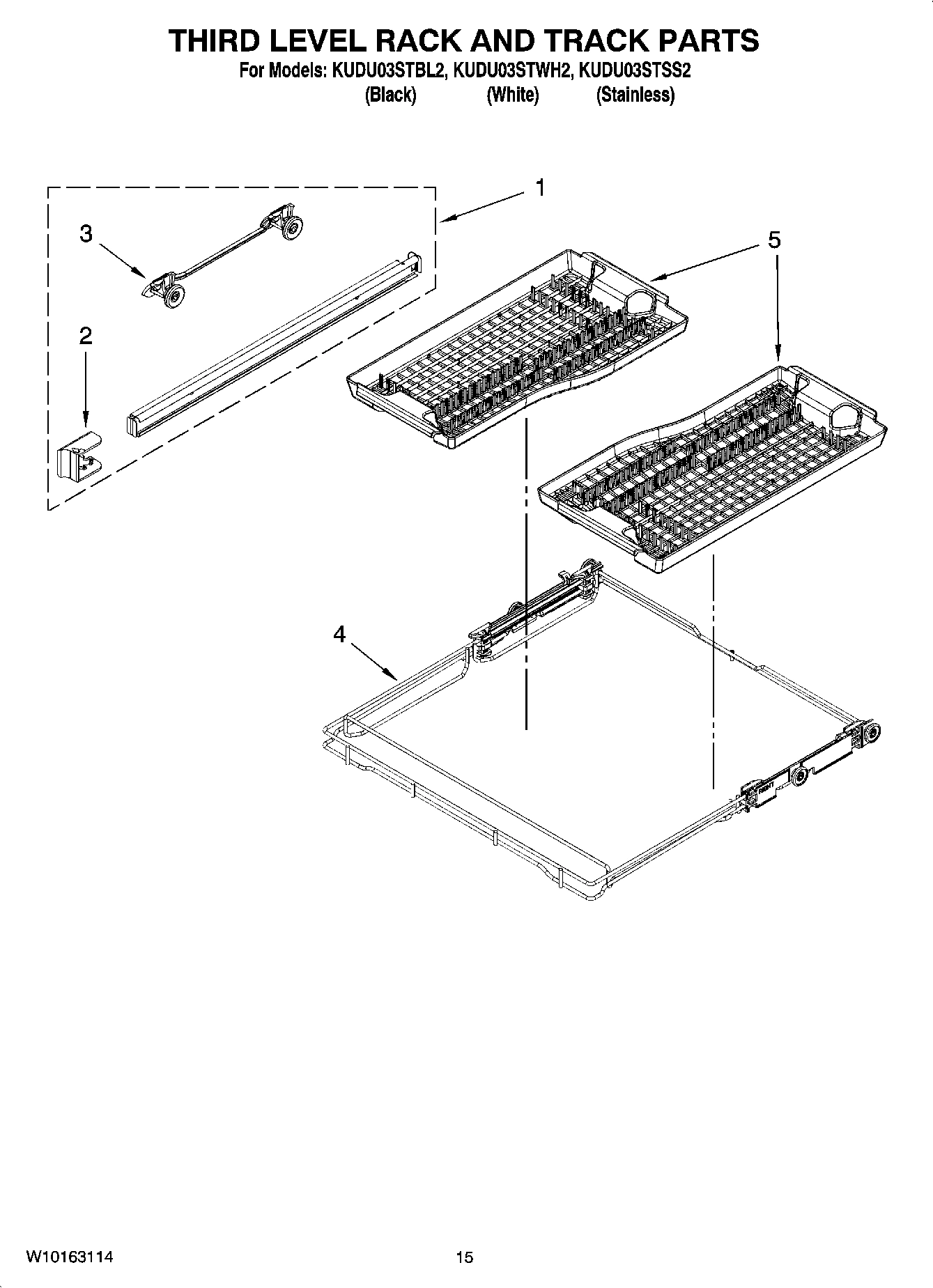 12 - THIRD LEVEL RACK AND TRACK PARTS, OPTIONAL PARTS (NOT INCLUDED)