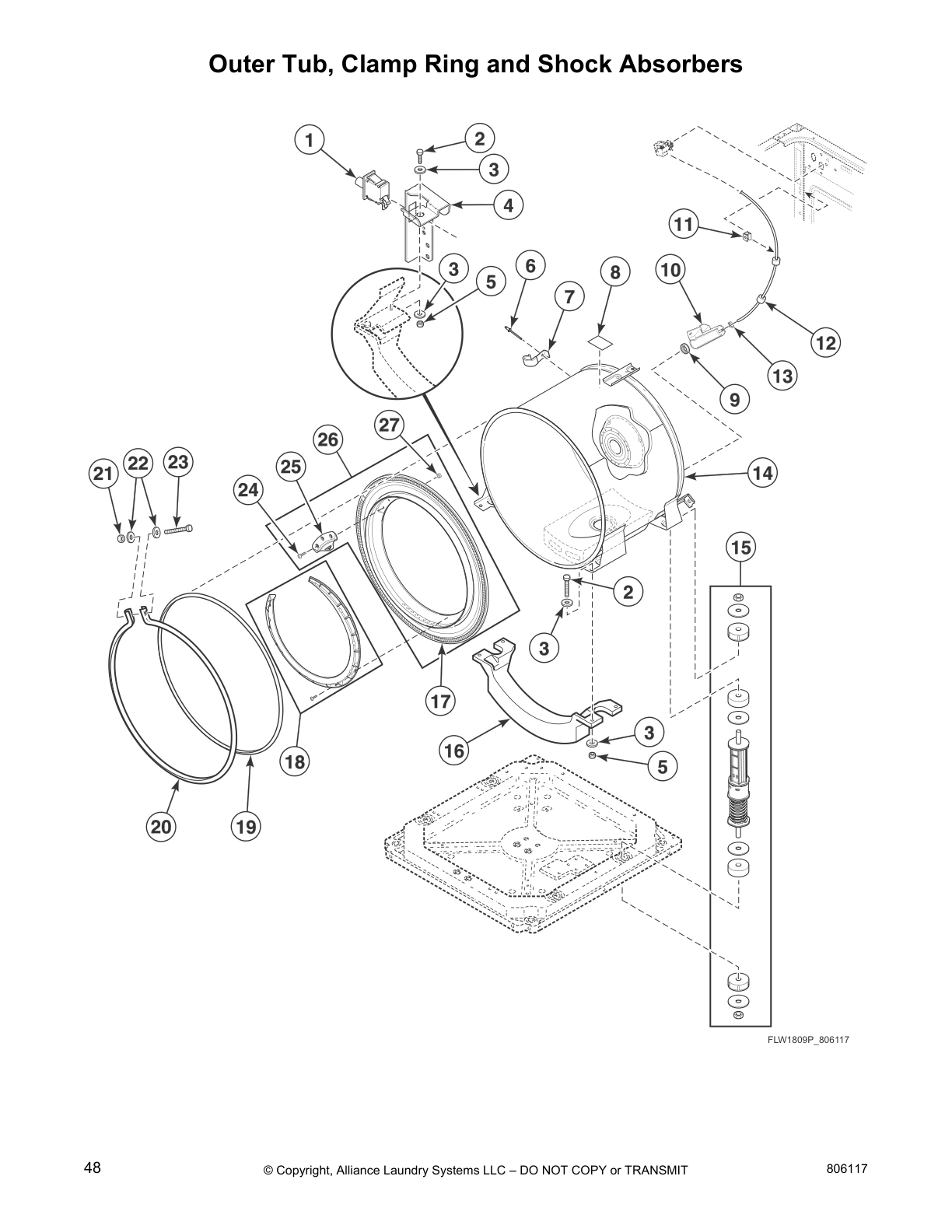 Outer Tub, Clamp Ring and Shock Absorbers