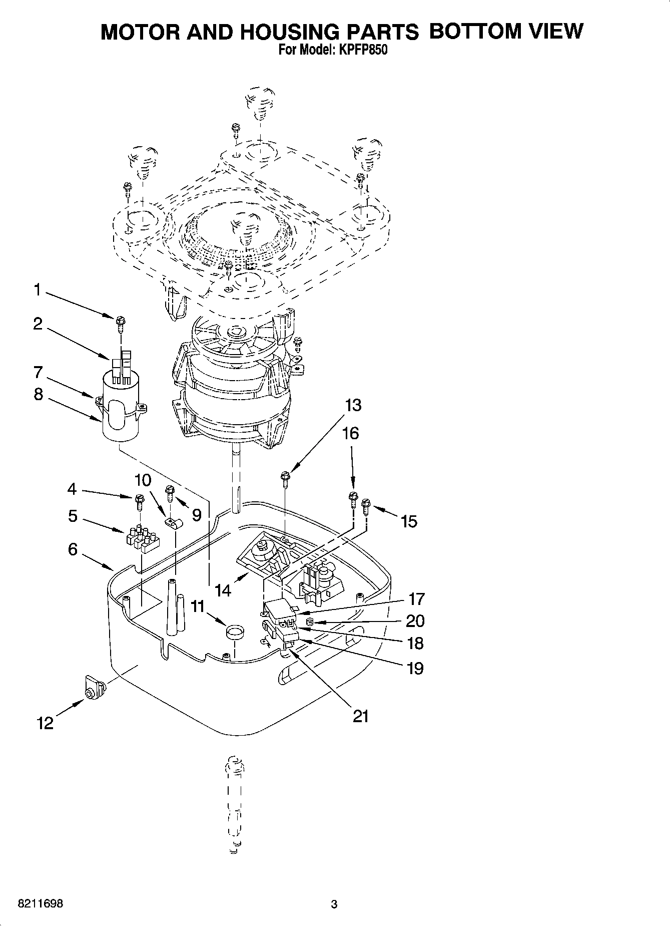 03 - MOTOR AND HOUSING PARTS BOTTOM VIEW