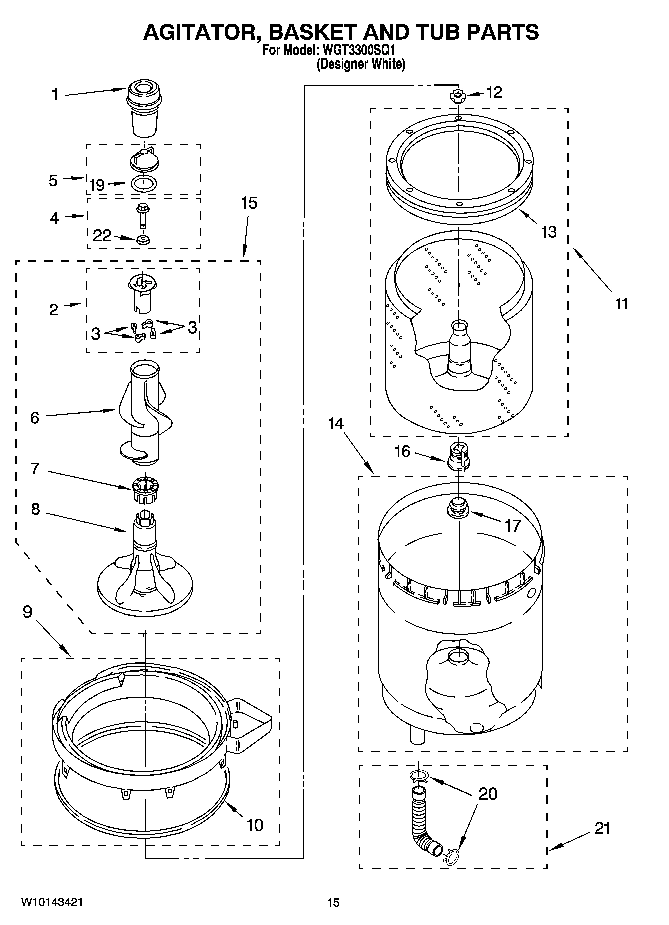 10 - AGITATOR, BASKET AND TUB PARTS