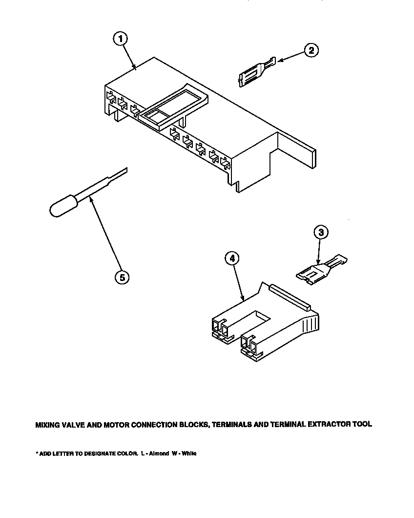 19 - MIXING VALVE & MOTOR CONN BLOCKS, TERM