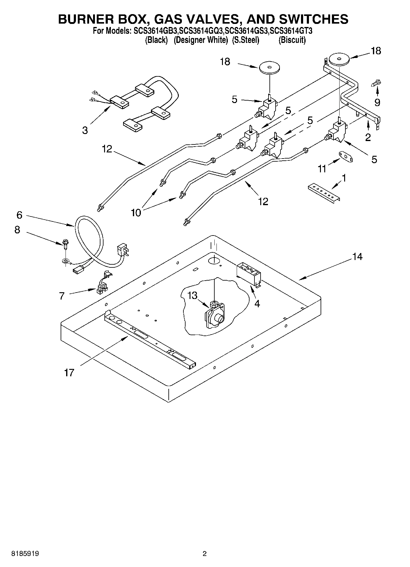 02 - BURNER BOX, GAS VALVES, AND SWITCHES