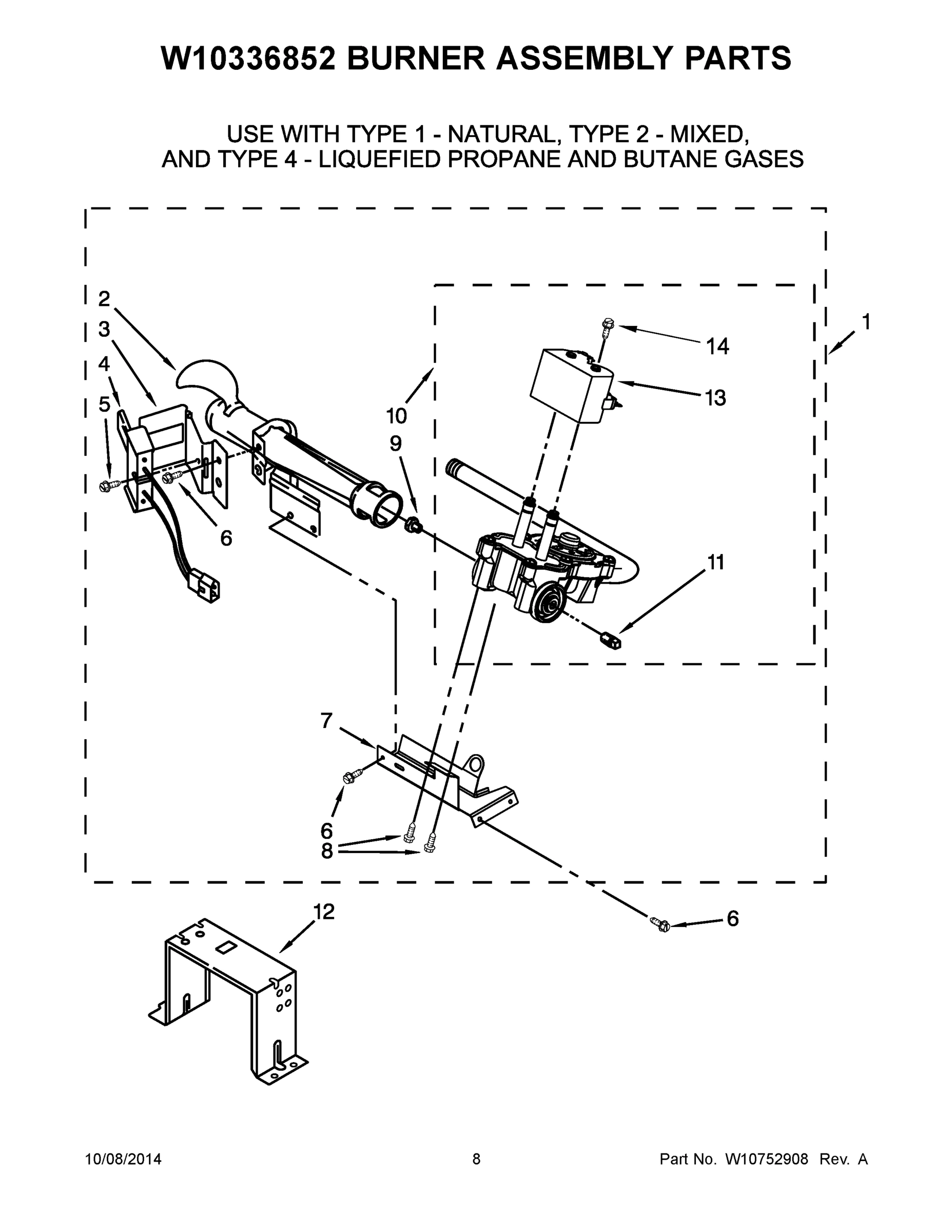 05 - W10336852 BURNER ASSEMBLY PARTS