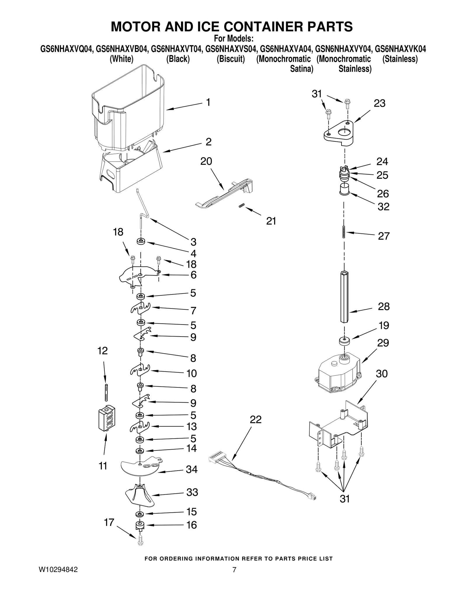 MOTOR AND ICE CONTAINER PARTS