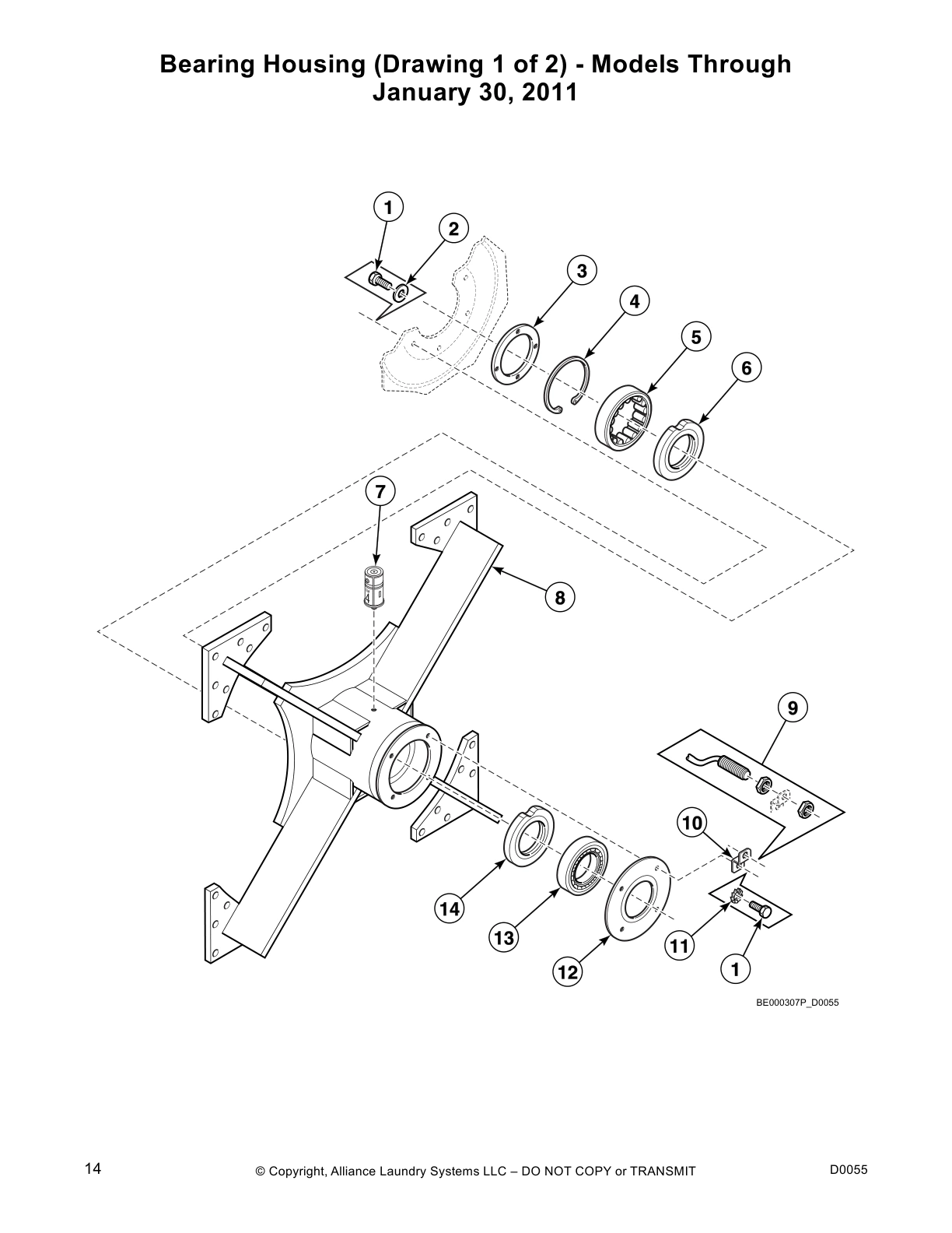 Bearing Housing (Drawing 1 of 2) - Models Through 
January 30, 2011