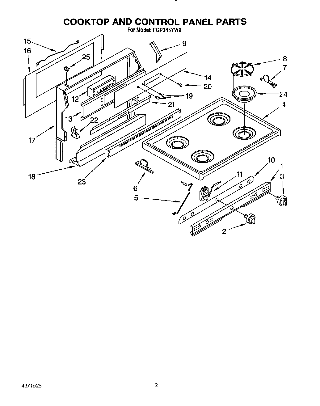 02 - COOKTOP AND CONTROL PANEL, LIT/OPTI