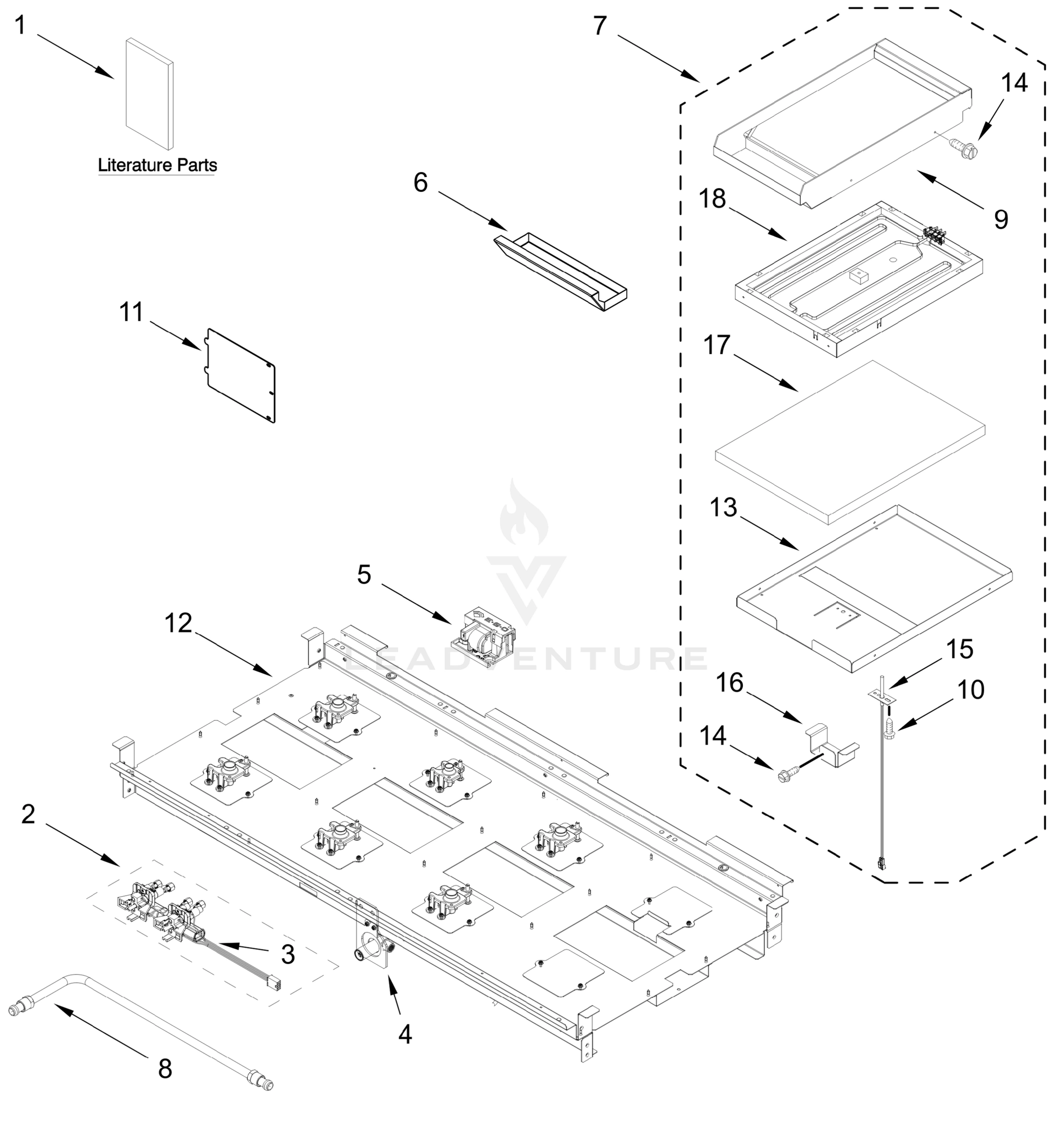 BURNER BOX AND GRIDDLE PARTS