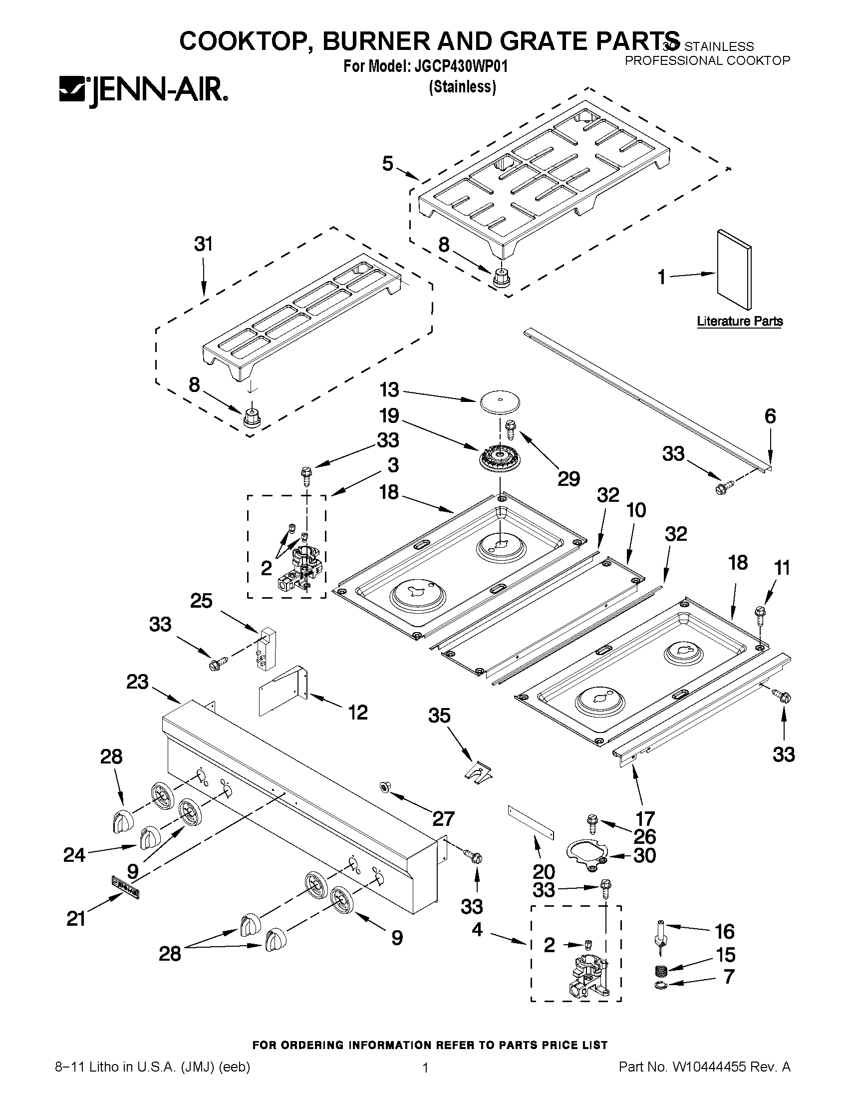 01 - COOKTOP, BURNER AND GRATE PARTS